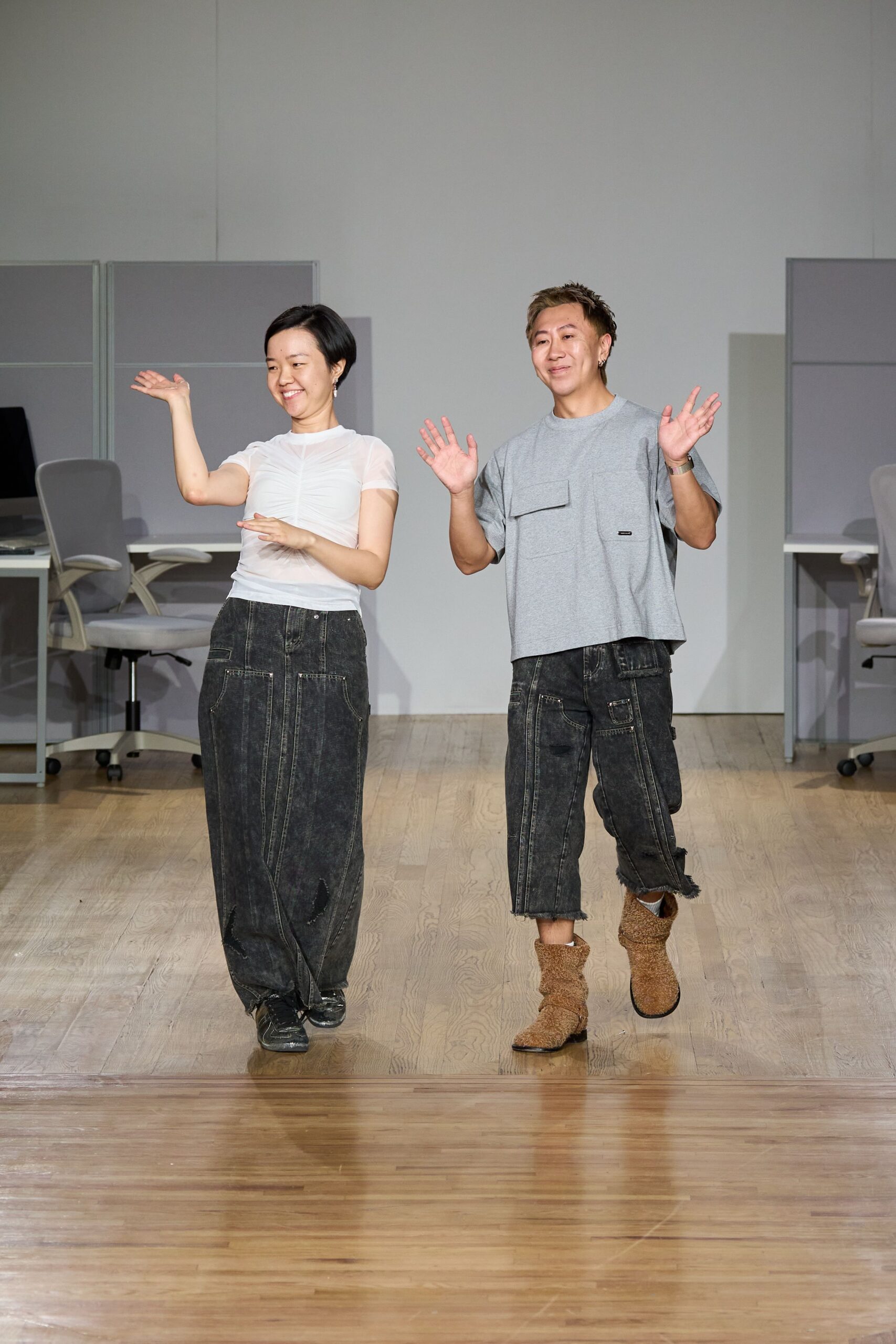 black denim relaxed wide-leg pants