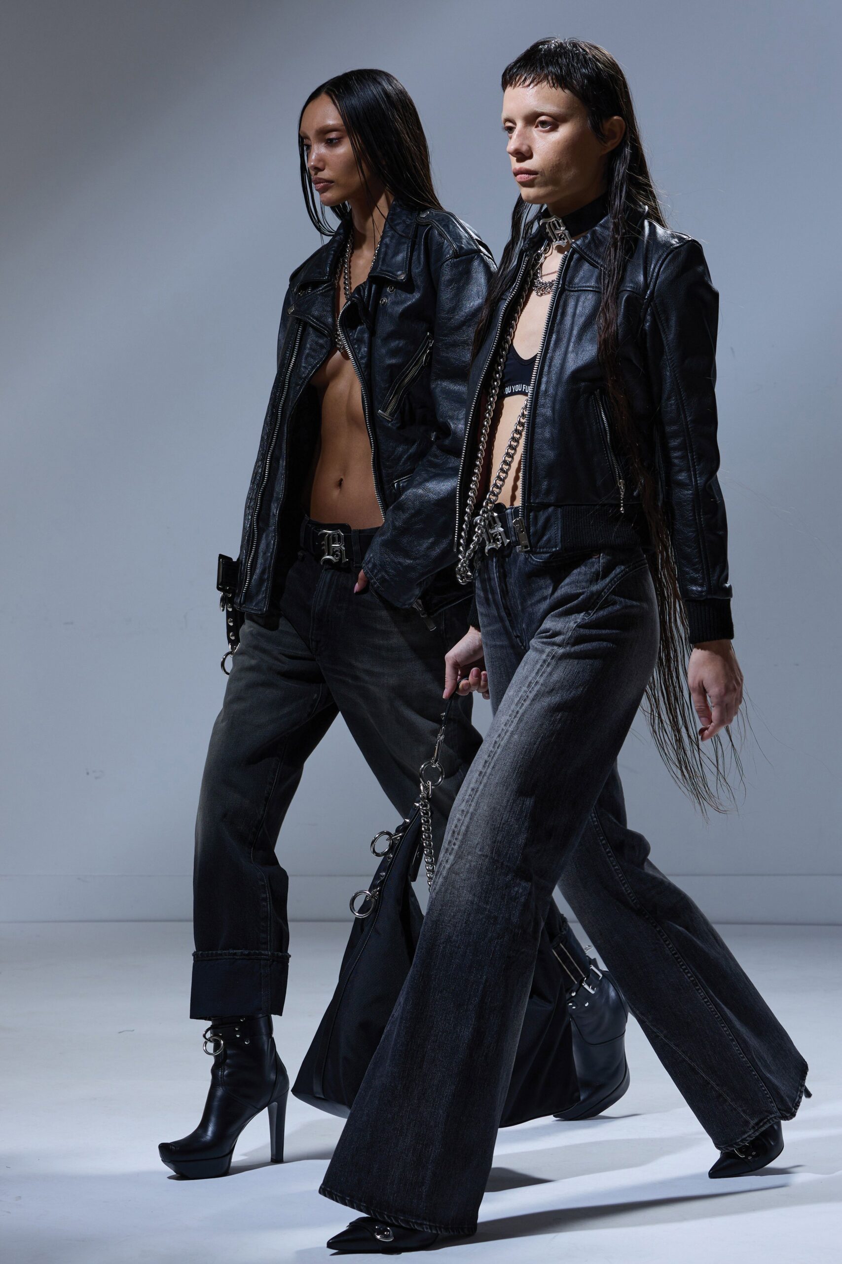black denim relaxed flared pants