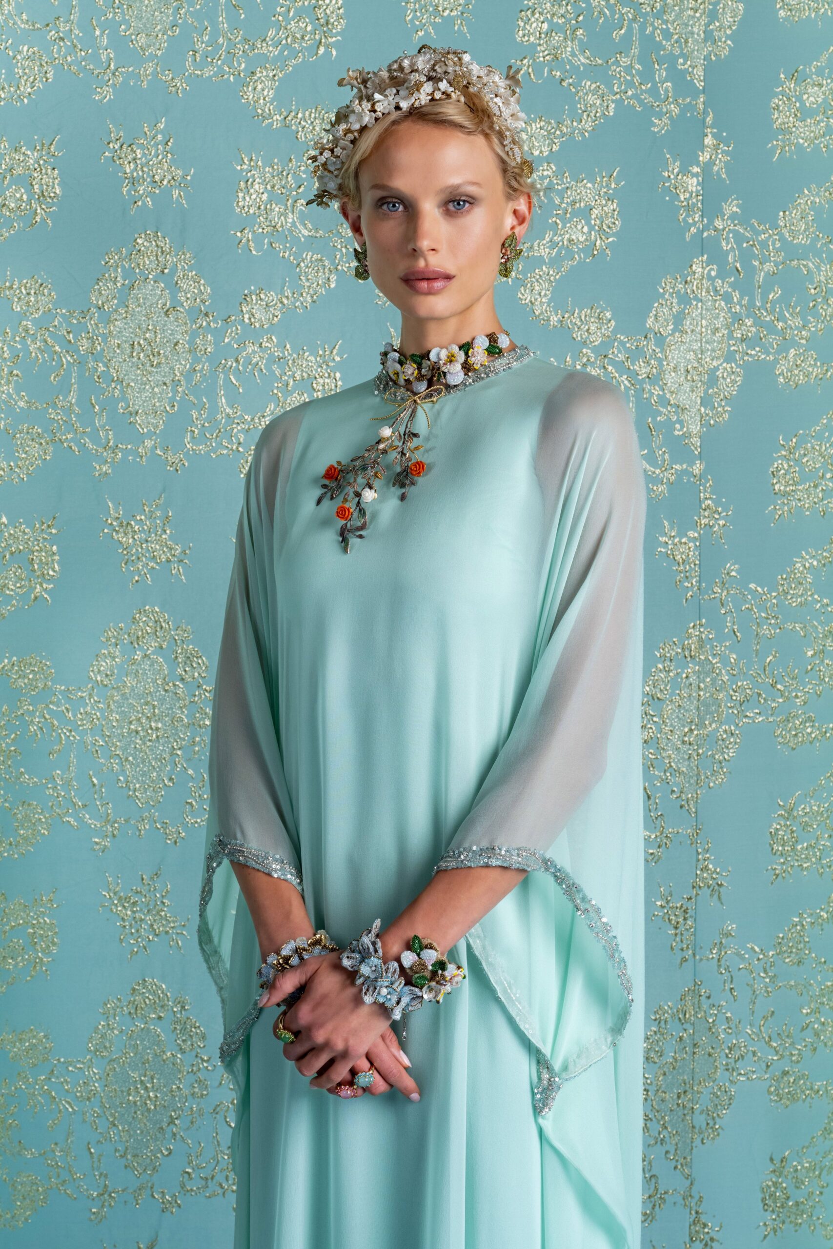 mint silk relaxed gown