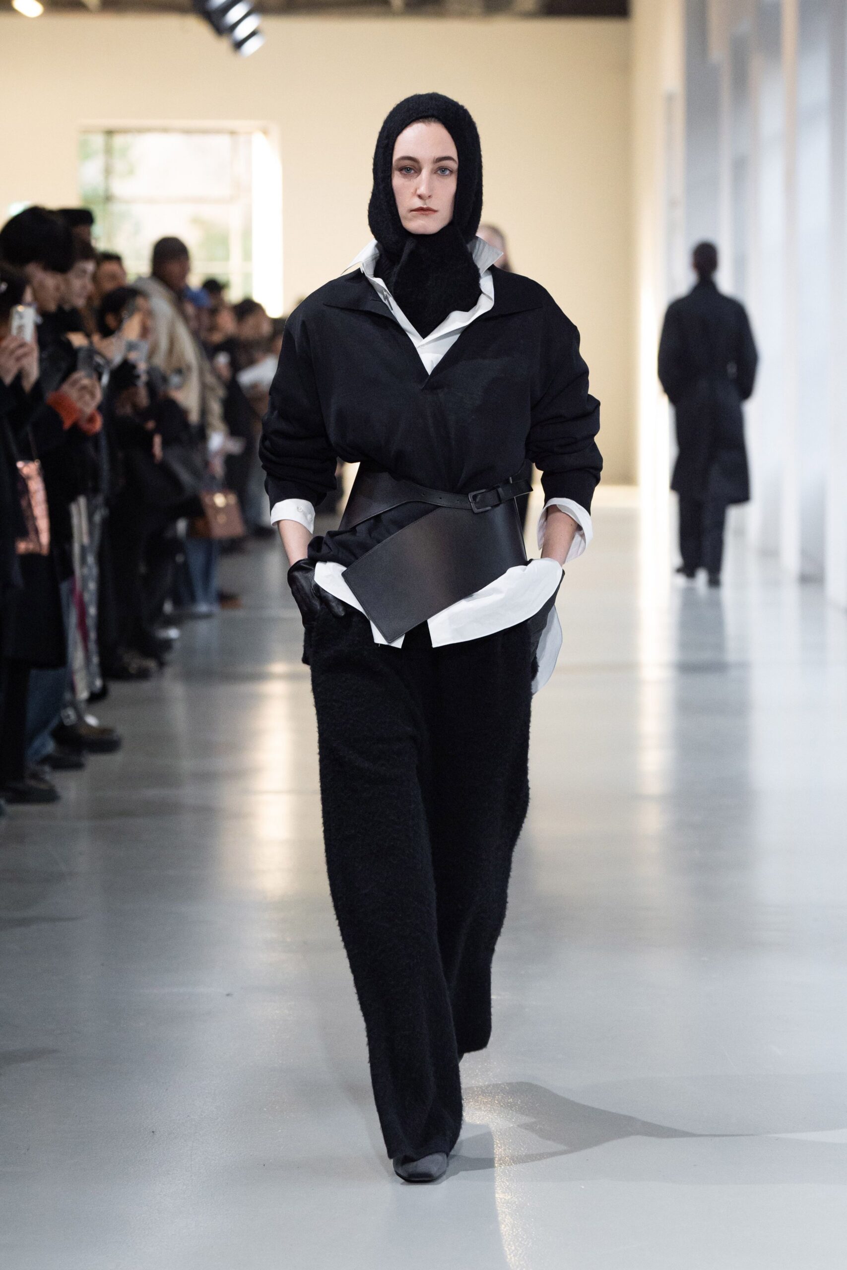 black relaxed jacket with white shirt