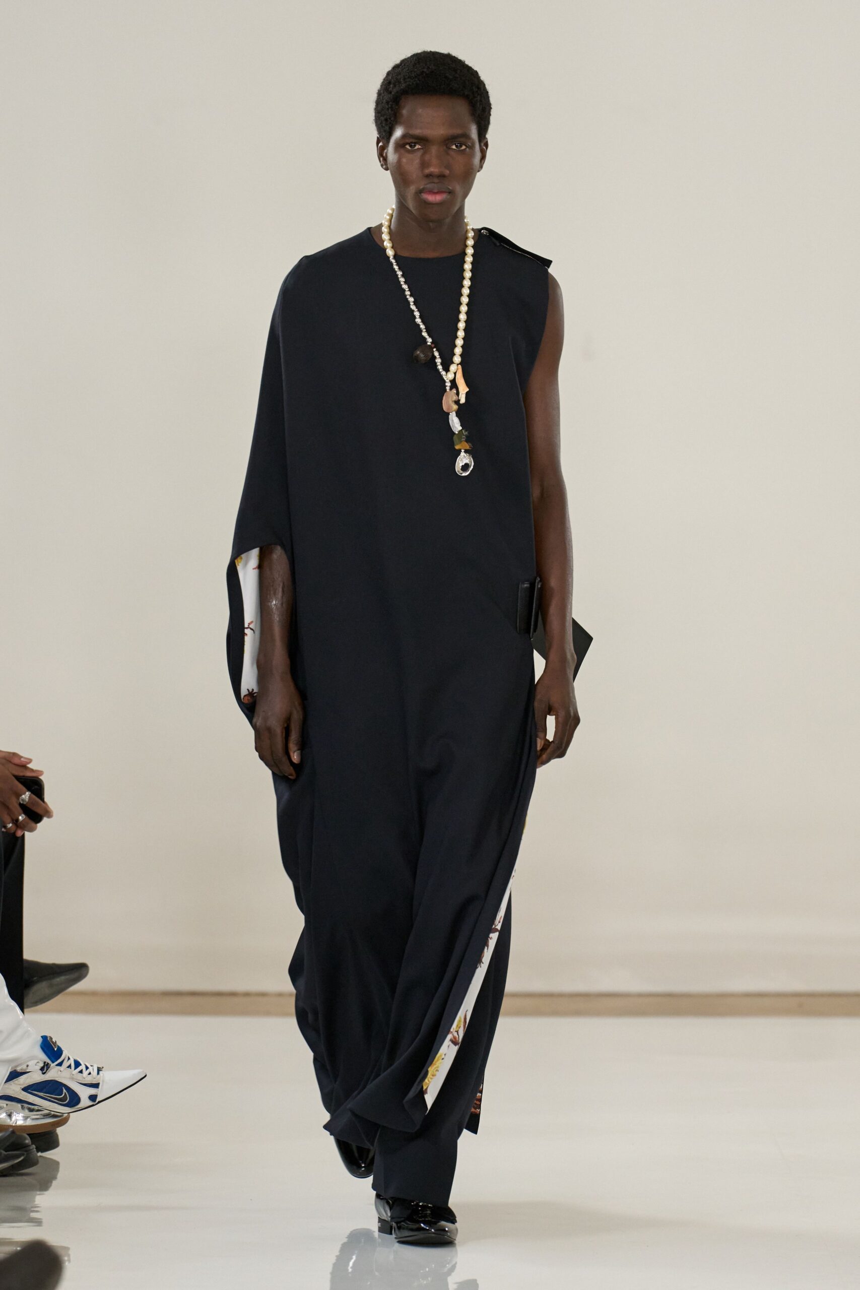 black cotton sleeveless relaxed draped maxi dress