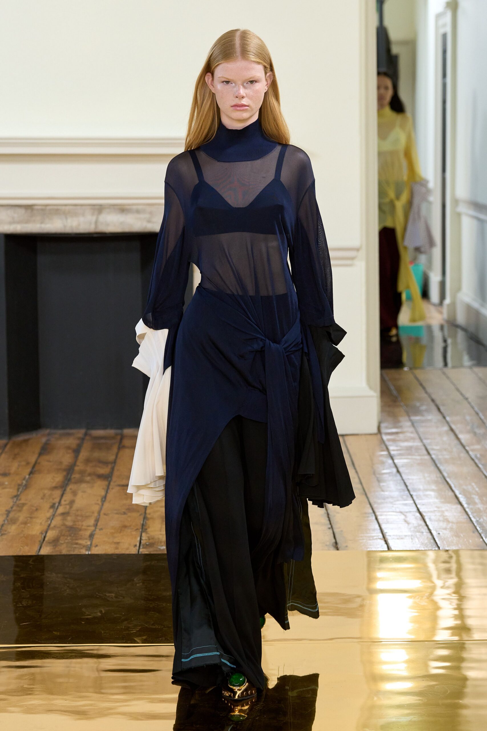 black and blue sheer maxi dress