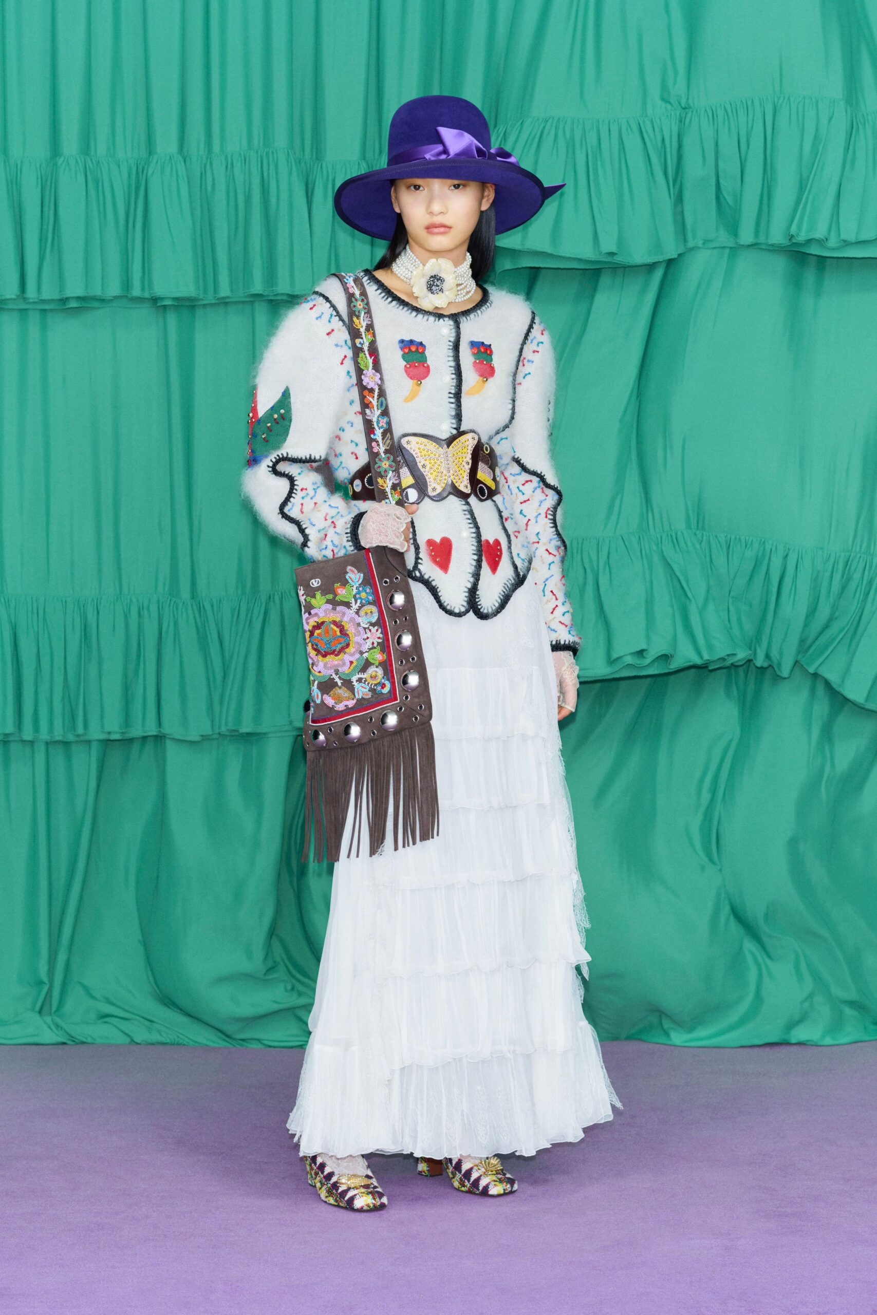 white embroidered maxi gown