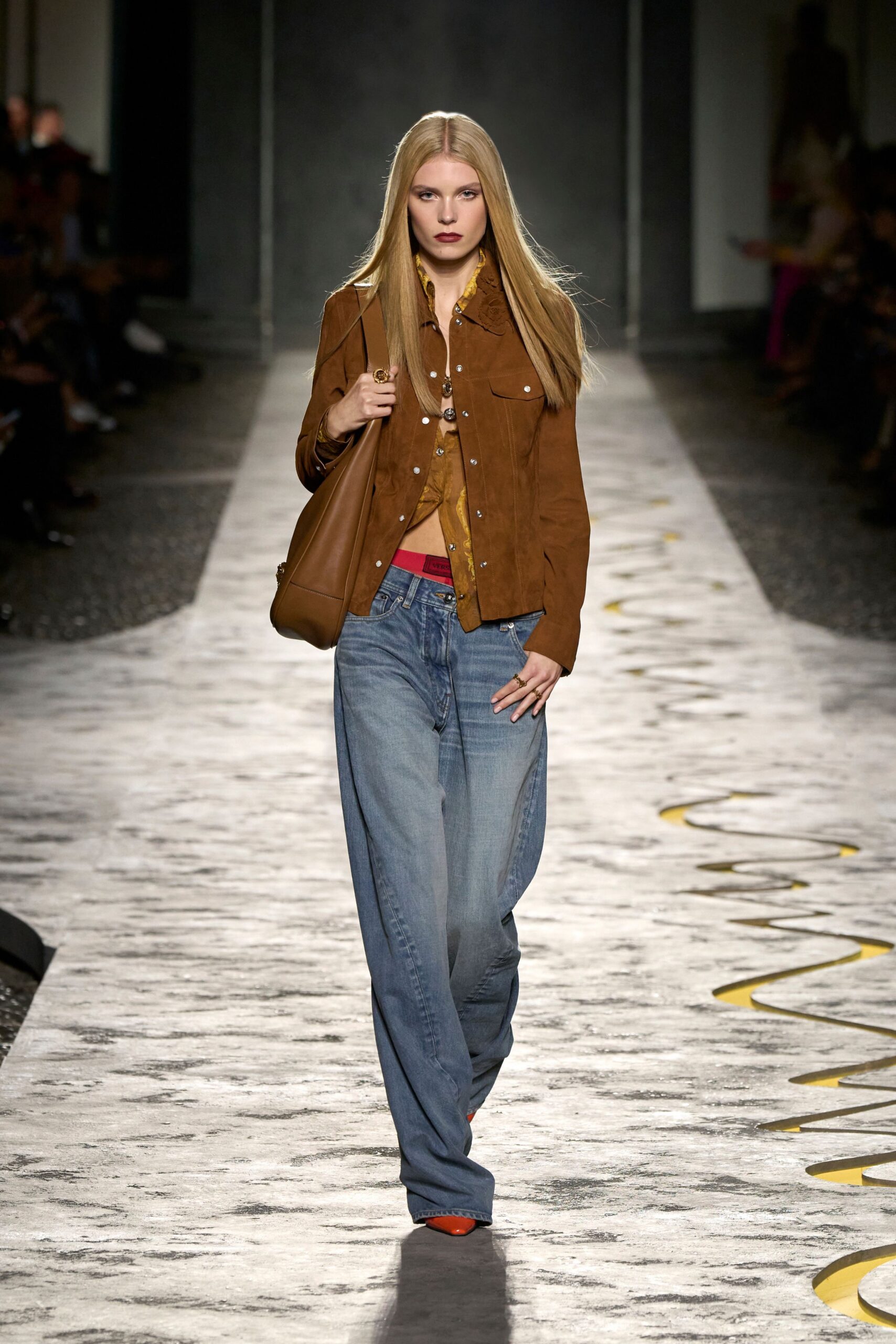brown suede jacket with jeans