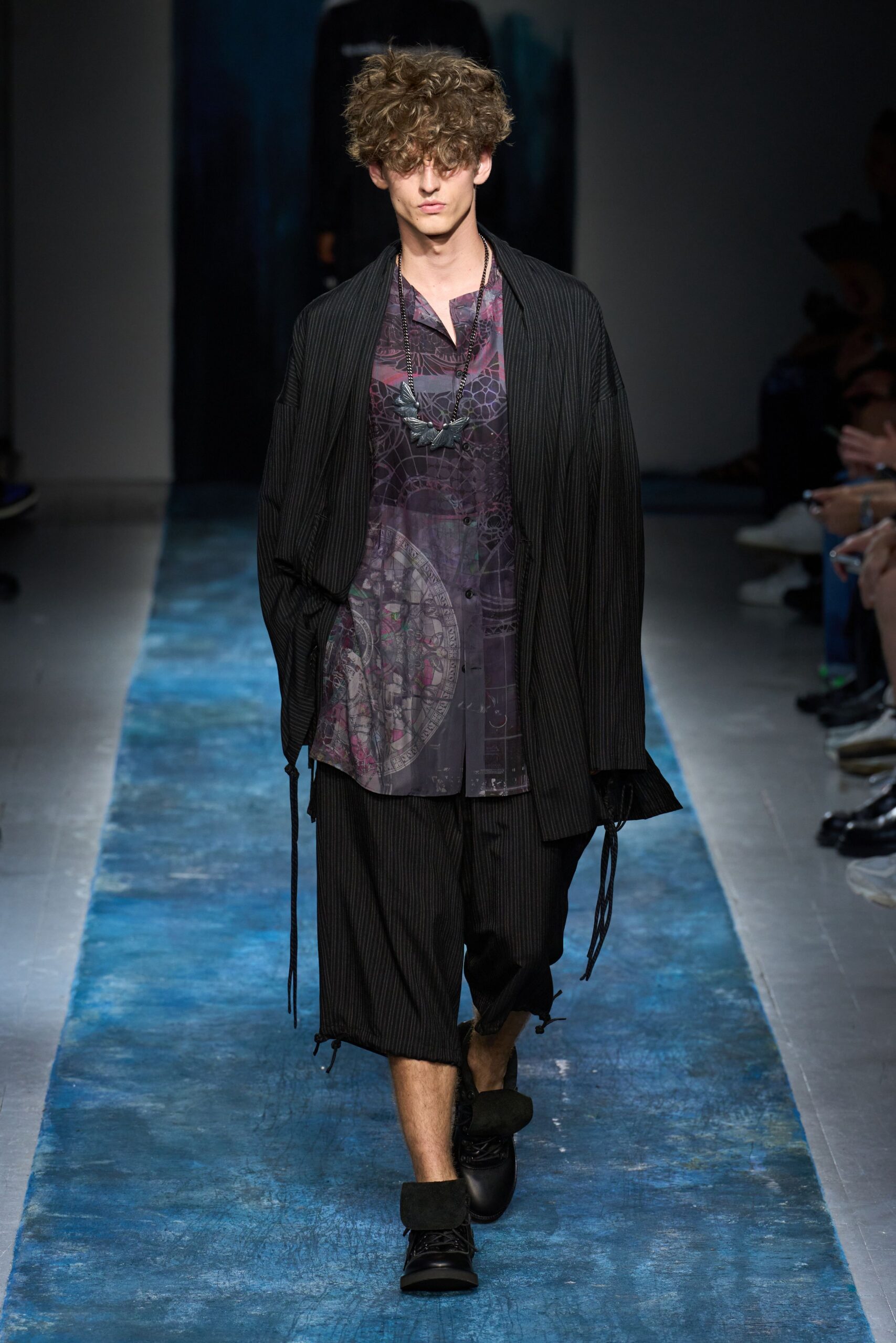 black relaxed jacket with floral shirt