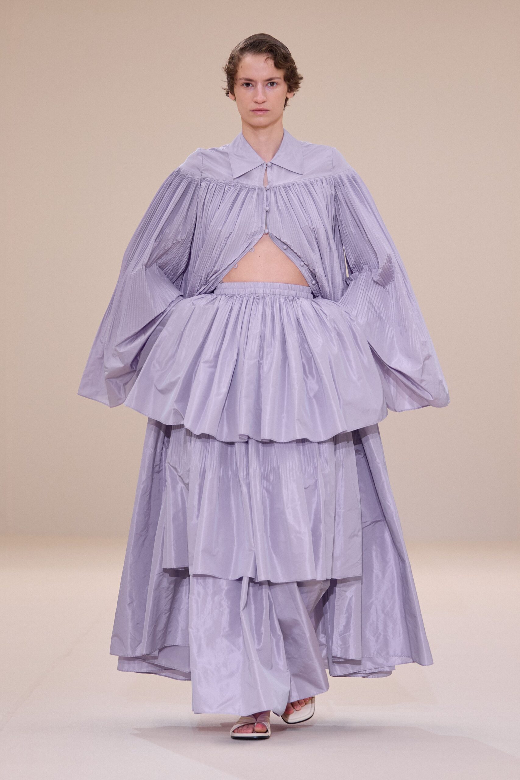 lavender pleated maxi dress