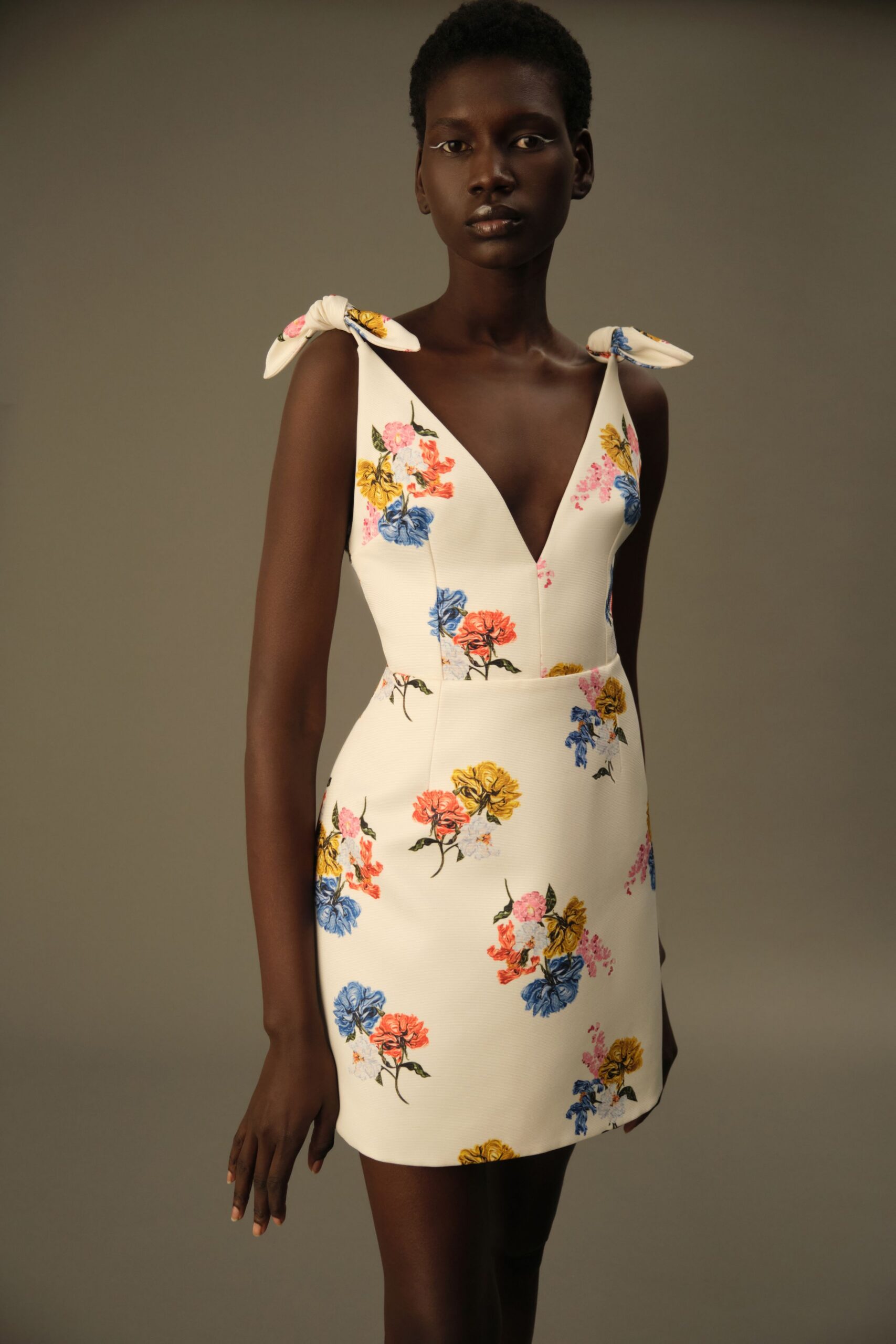 white floral mini-dress