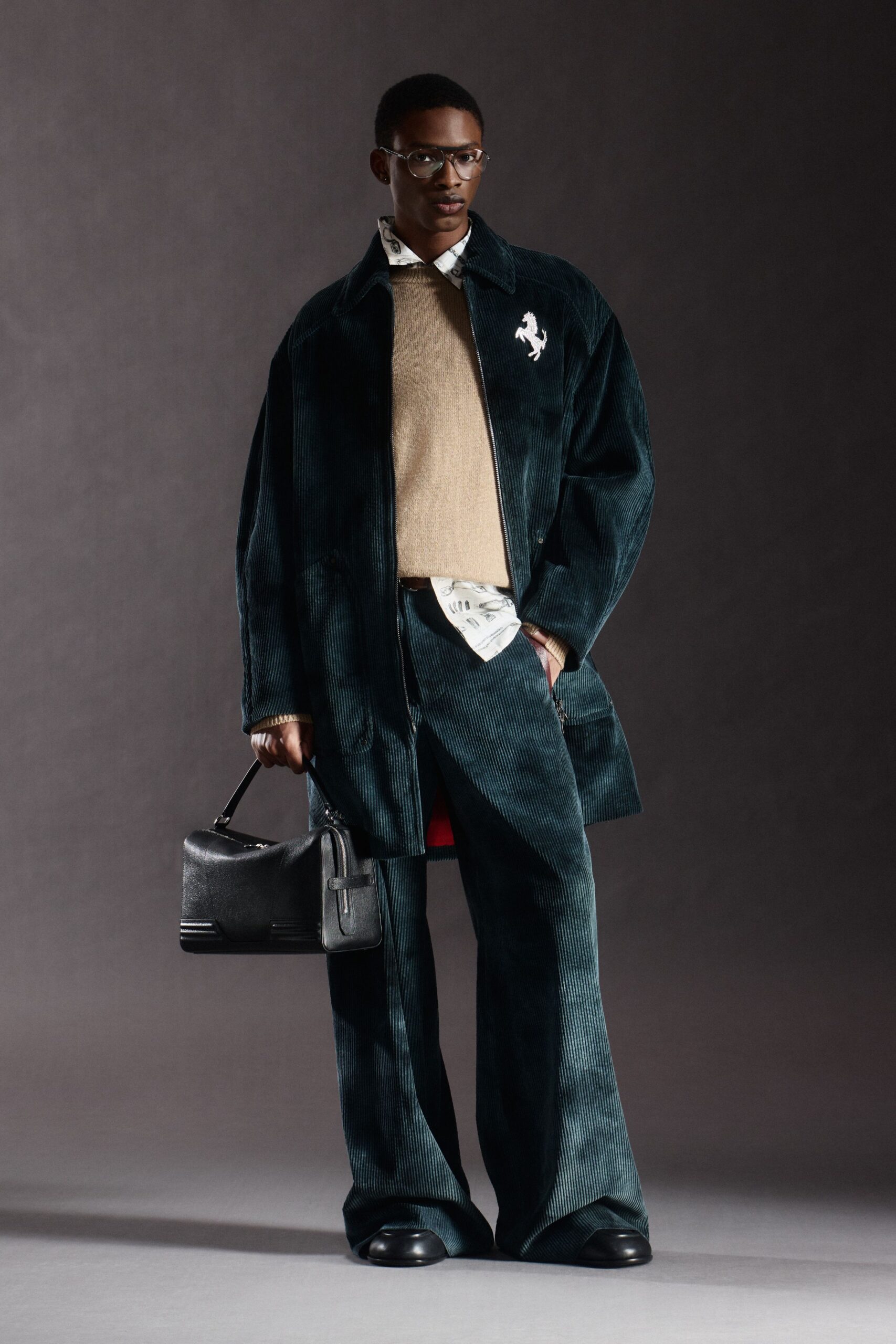 green corduroy oversized coat