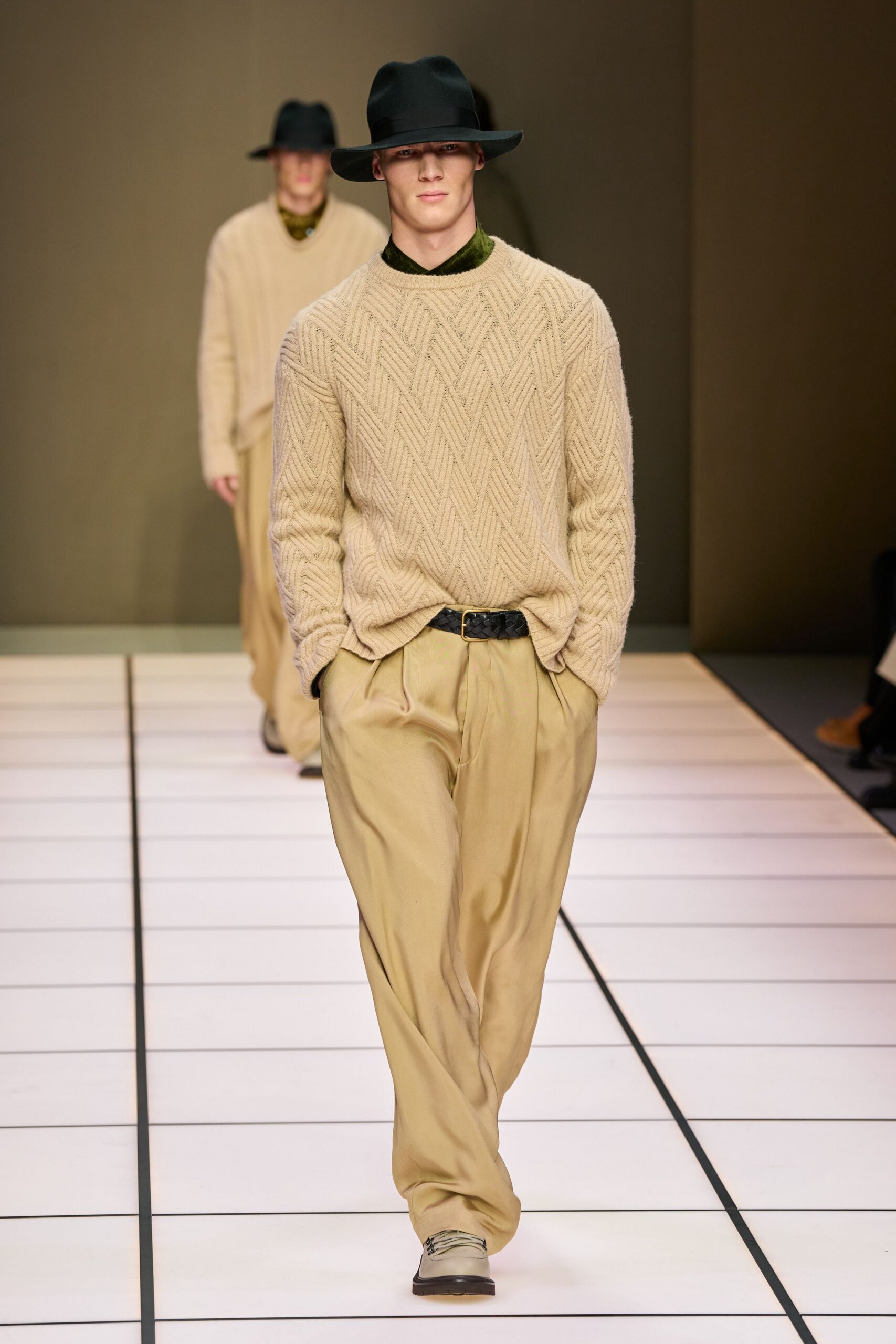 beige relaxed sweater and pants