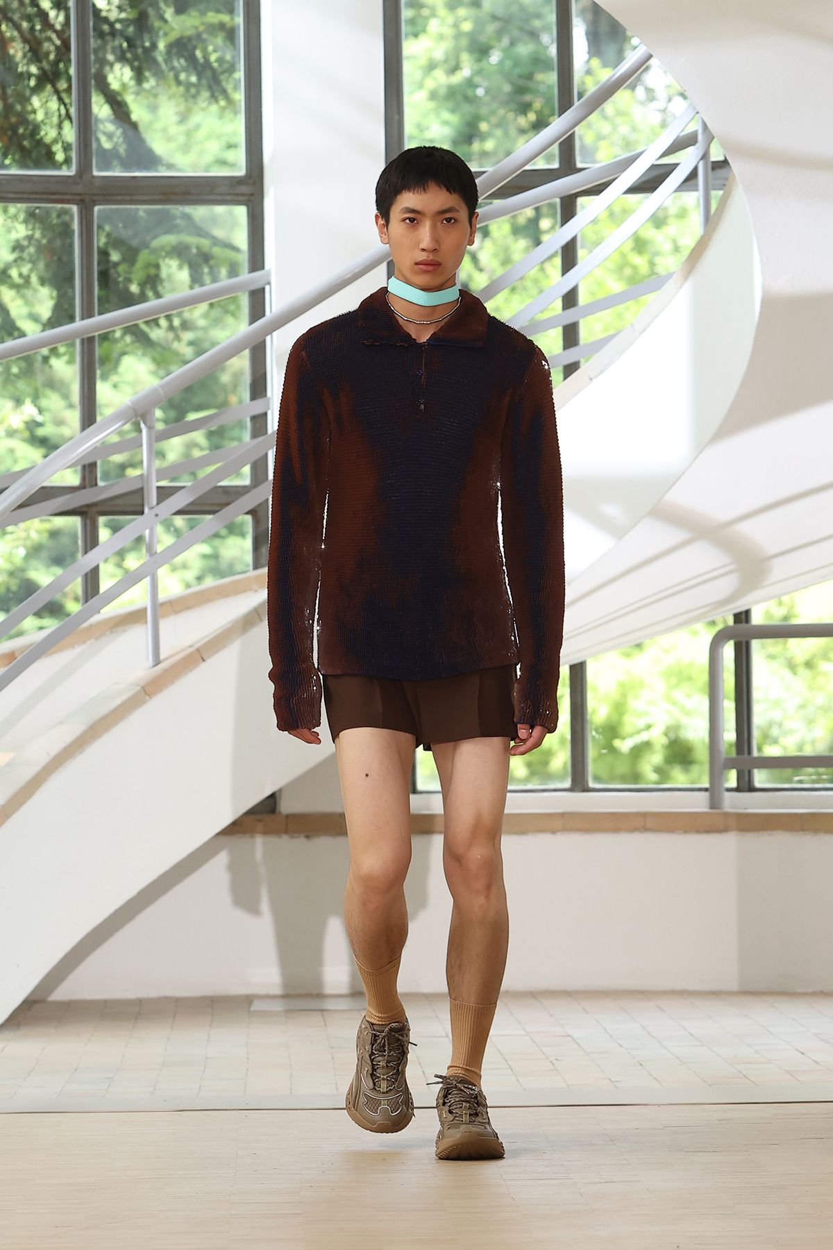 brown relaxed top with shorts
