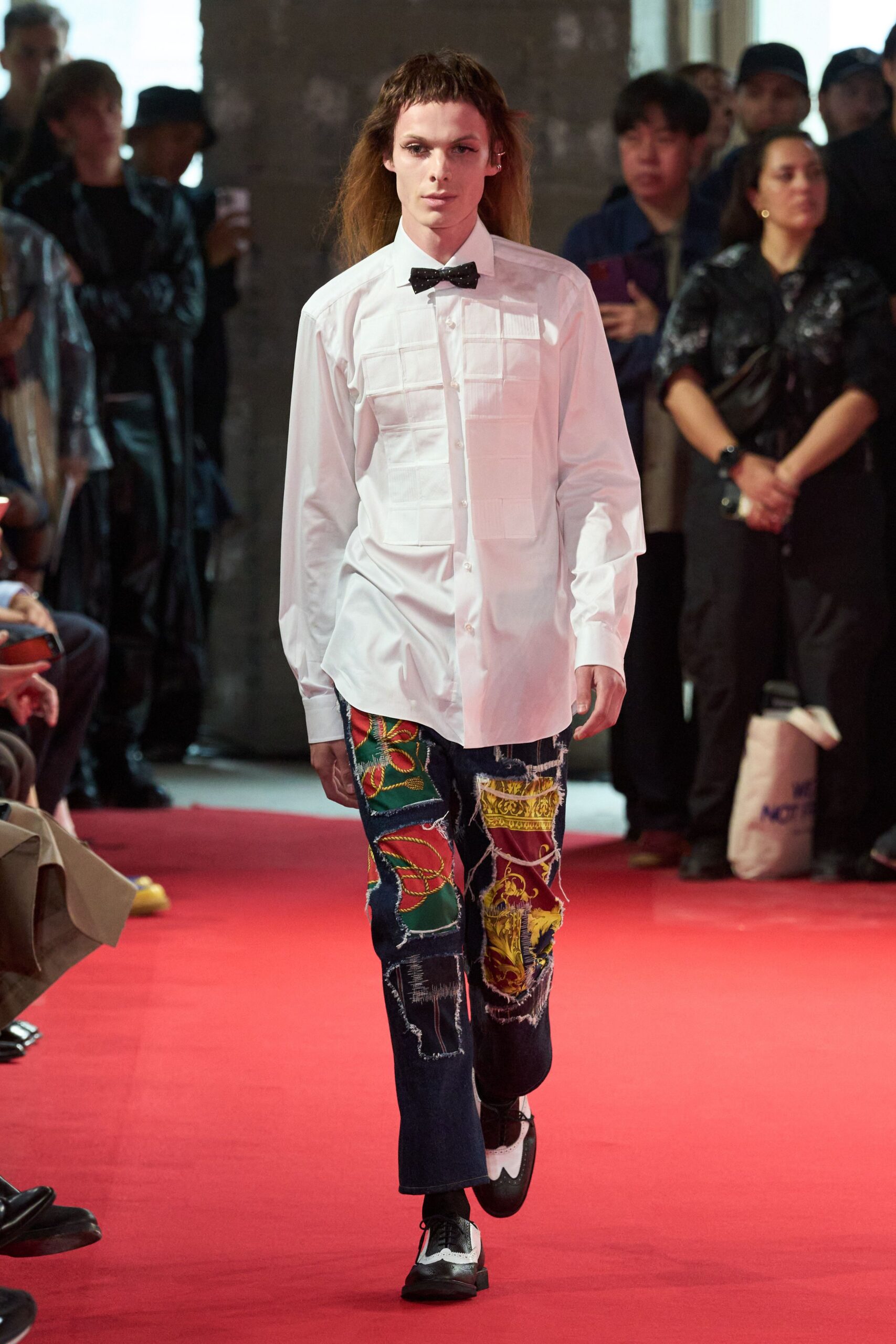 blue denim slim embroidered pants