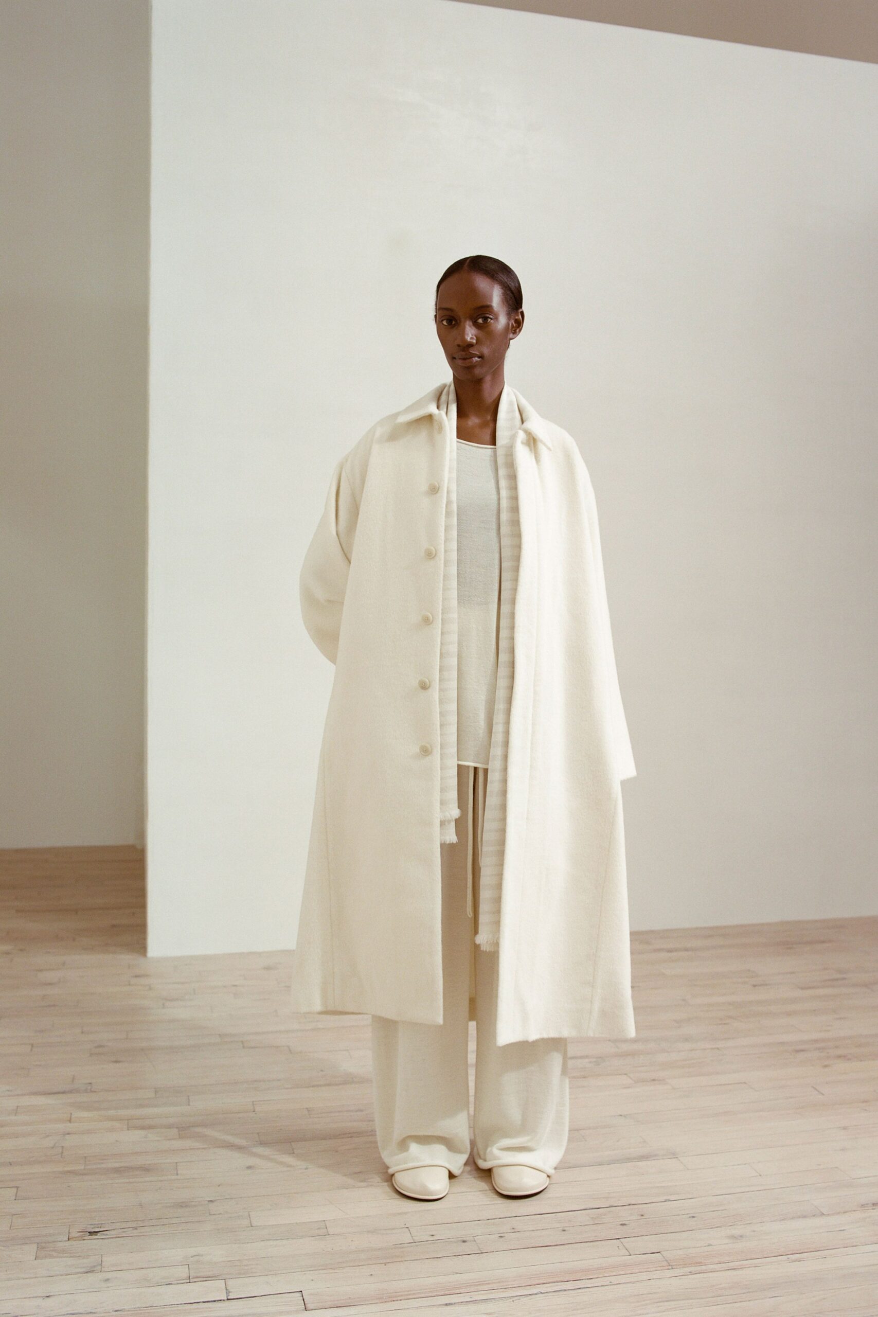 white cotton coat and outfit