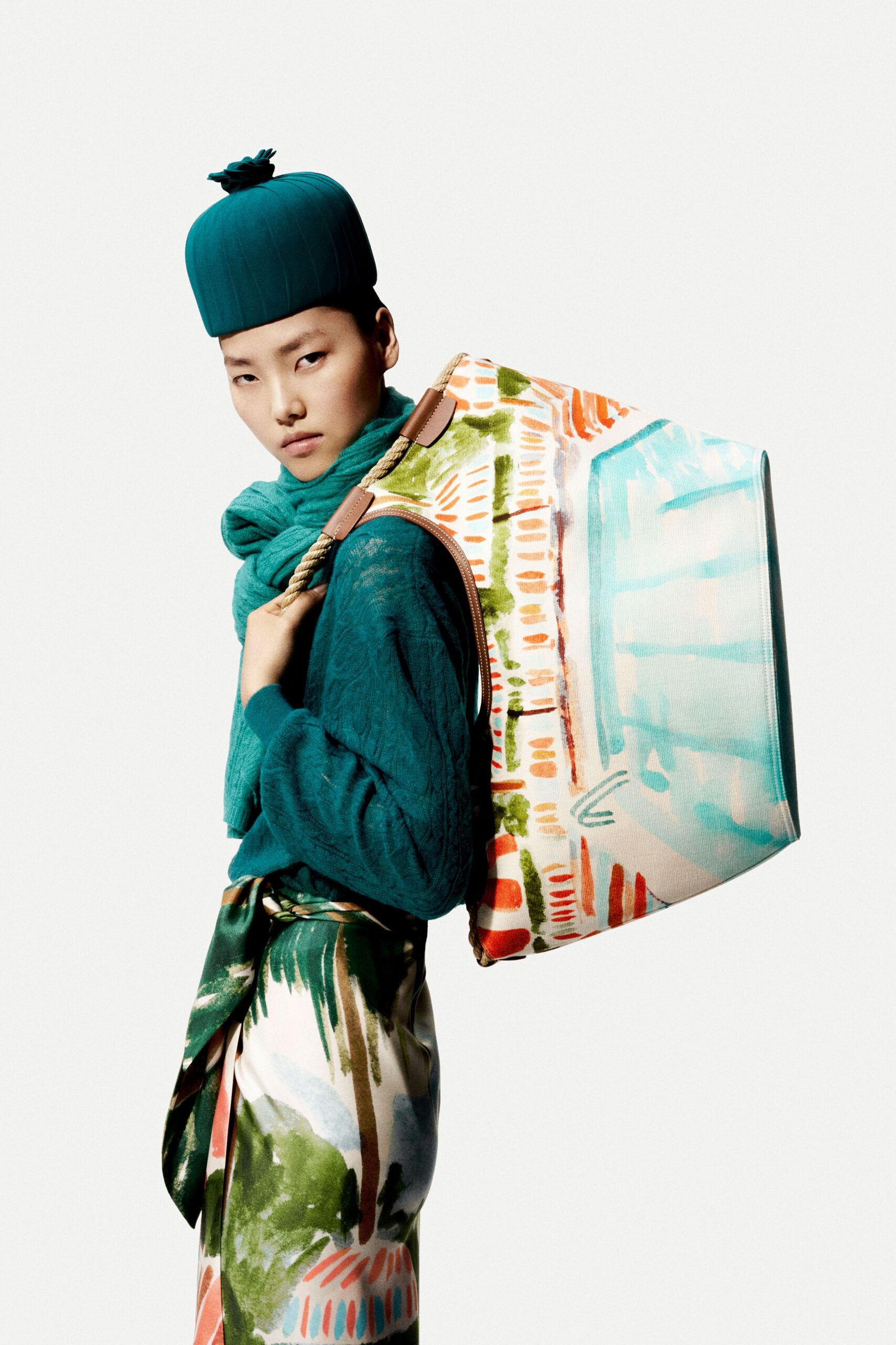 teal sweater multi skirt accessories