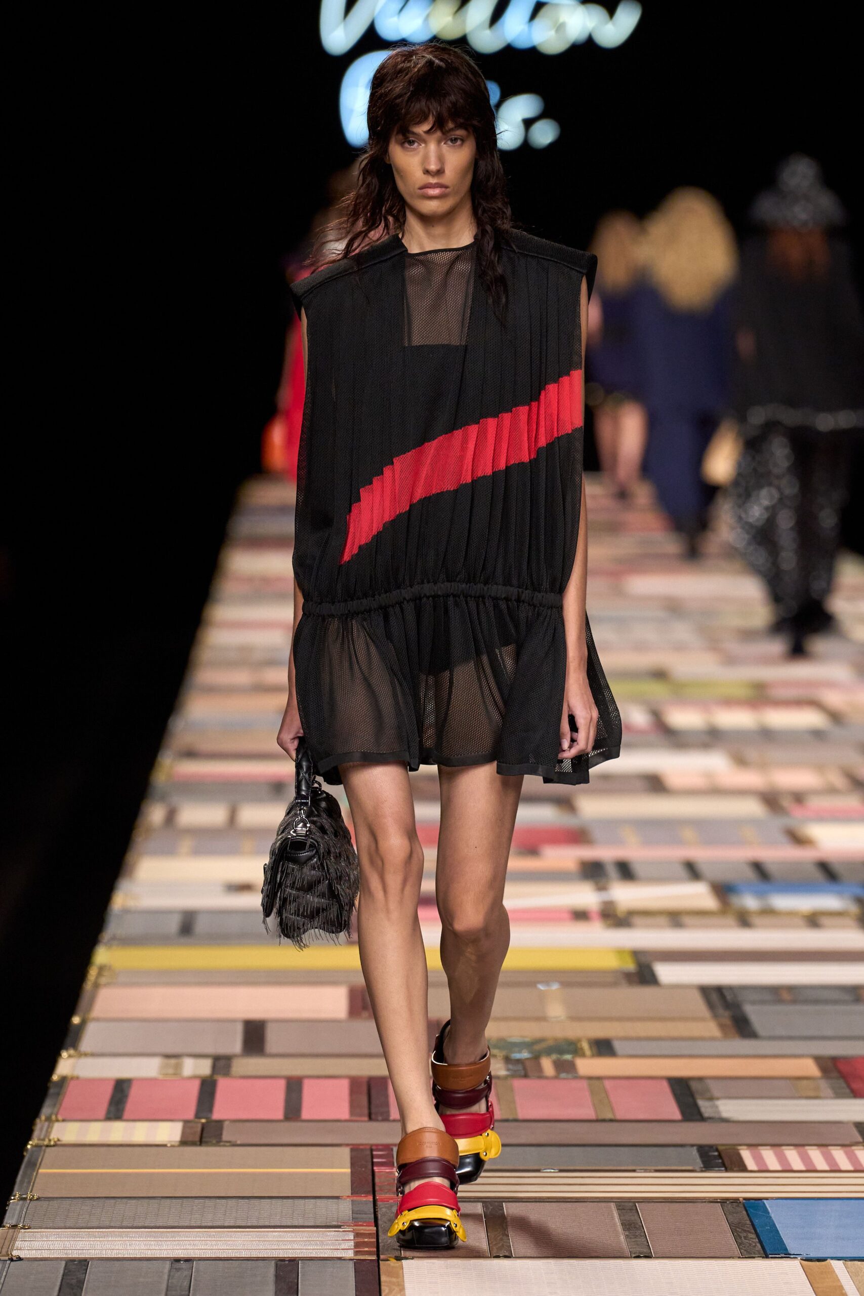 black cotton sleeveless high-neck relaxed pleated draped dress