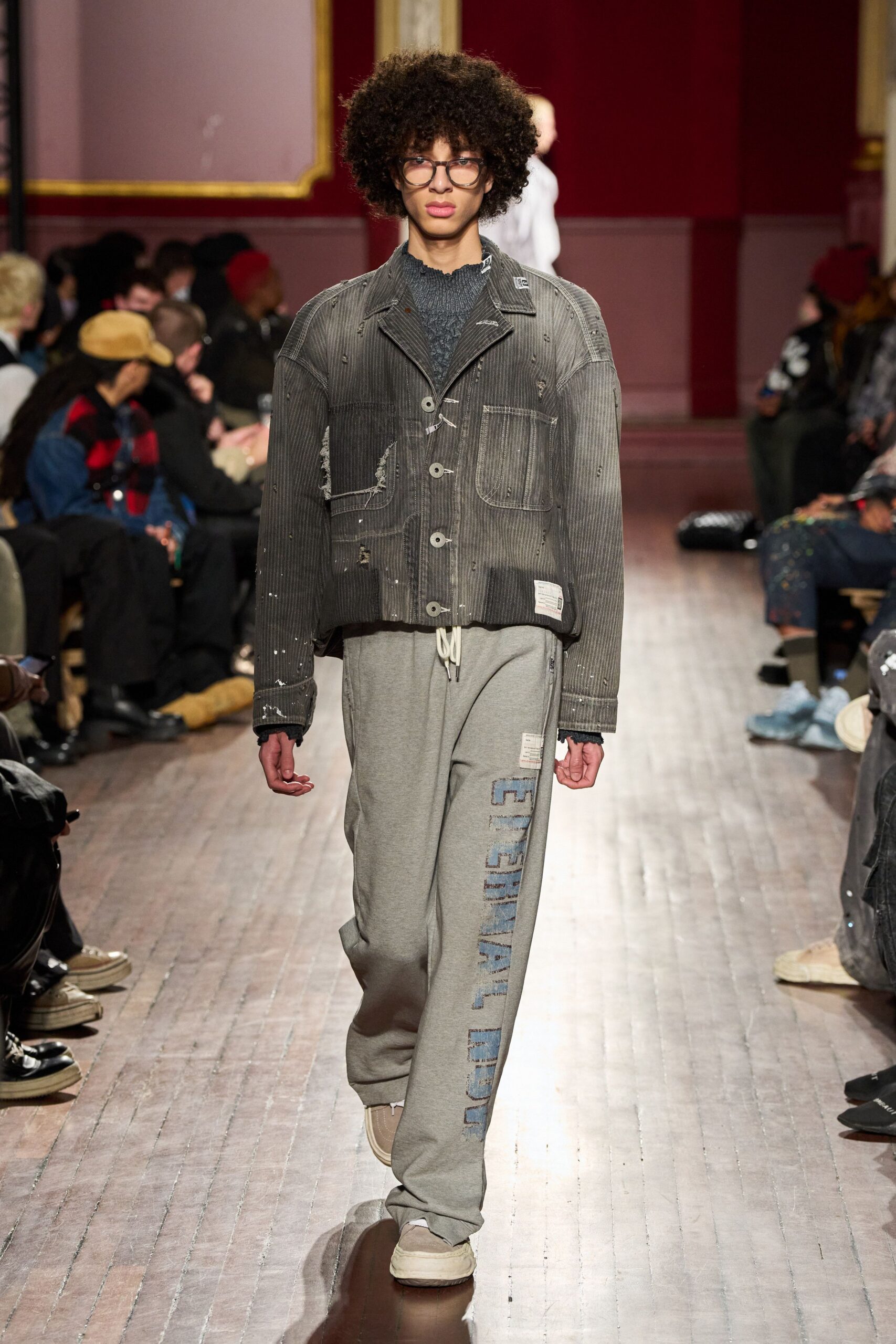 gray relaxed jacket with cargo pants