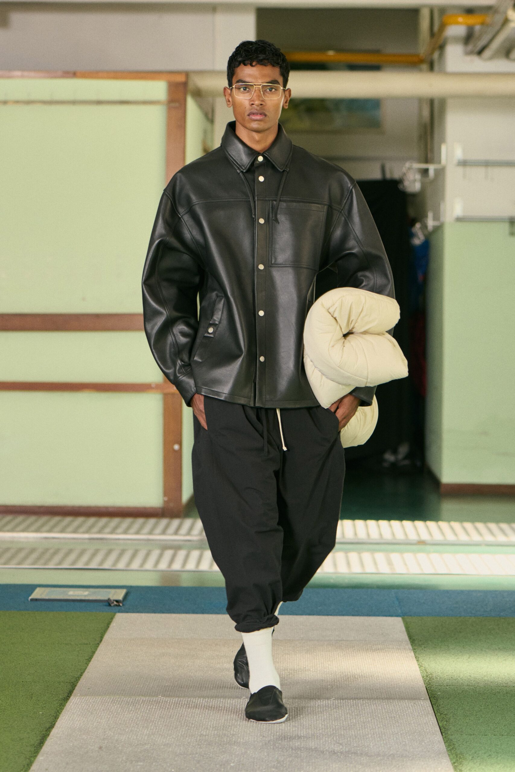 black leather oversized jacket
