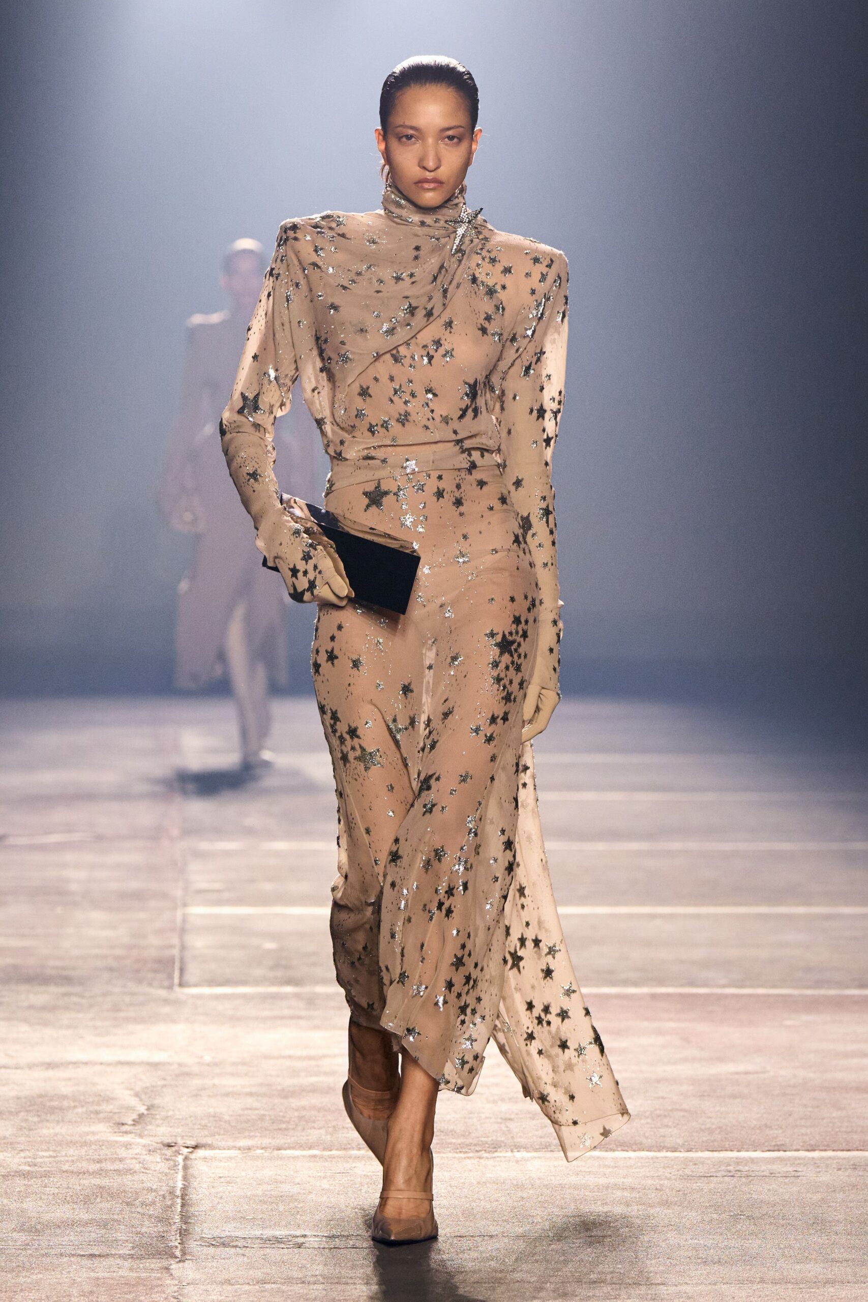 beige embellished maxi dress