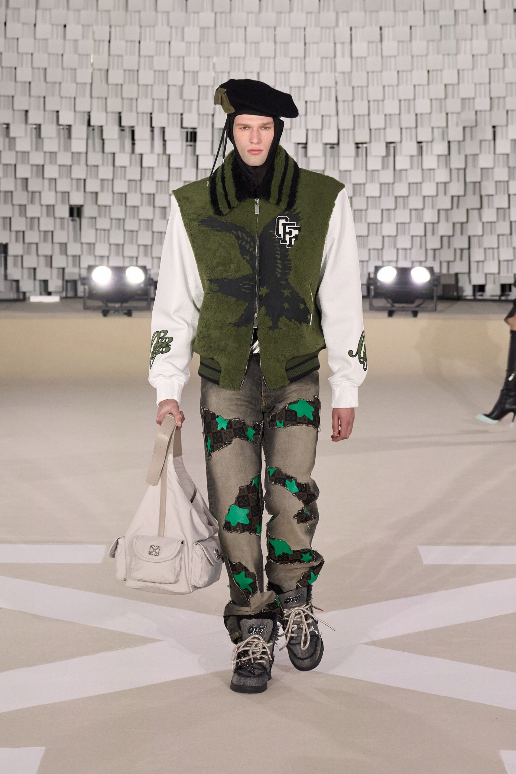 green and white relaxed jacket