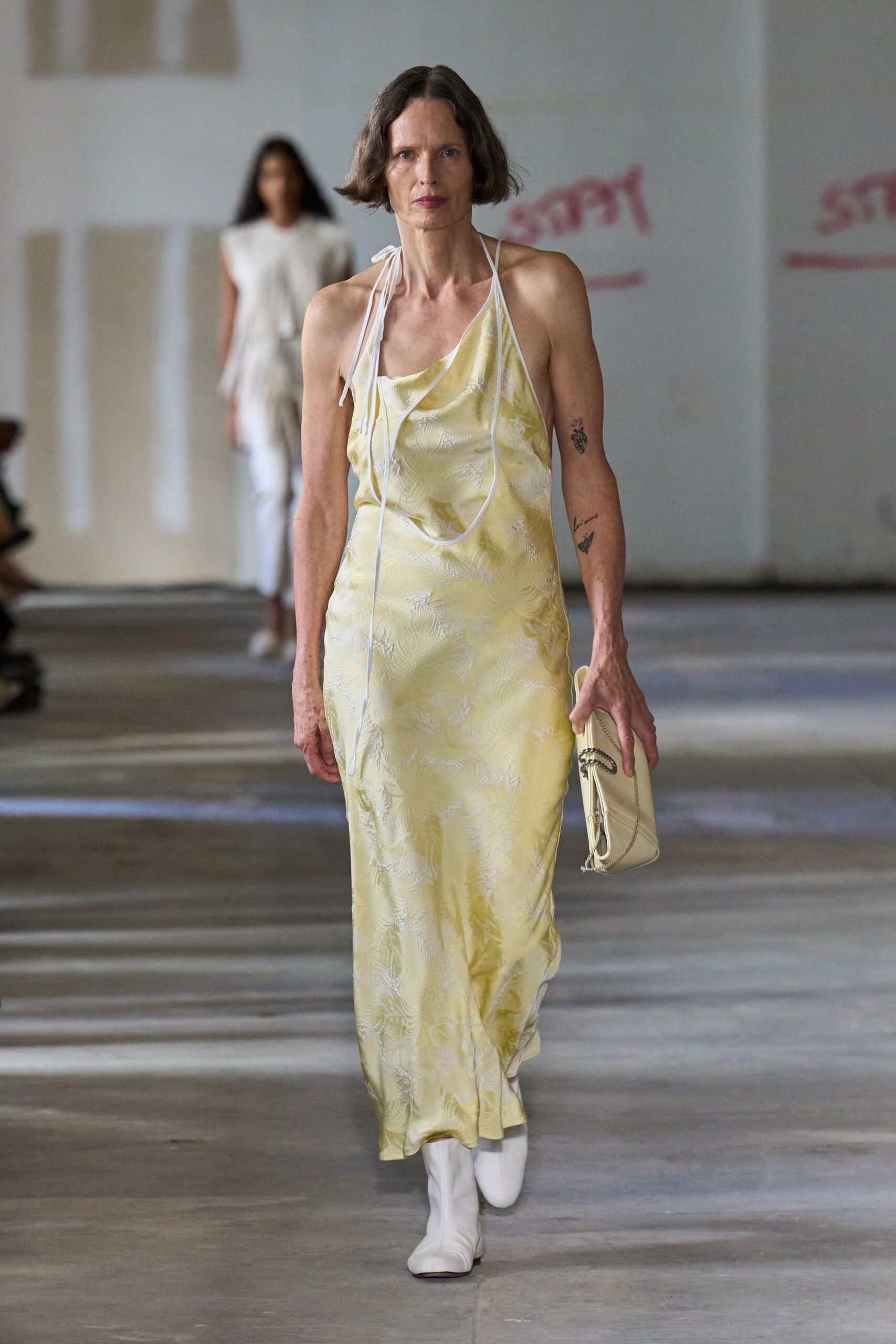 yellow silk relaxed dress