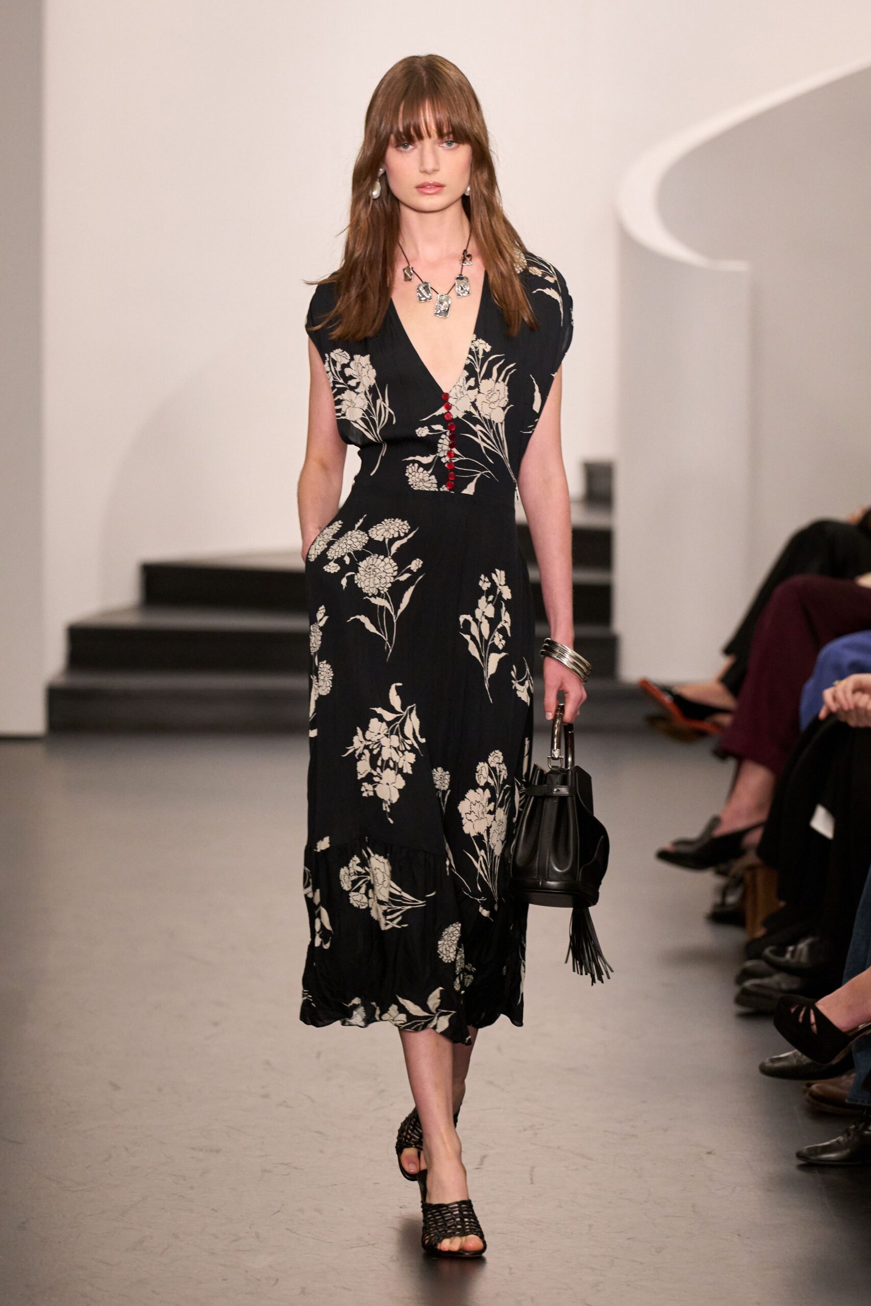 black floral midi dress