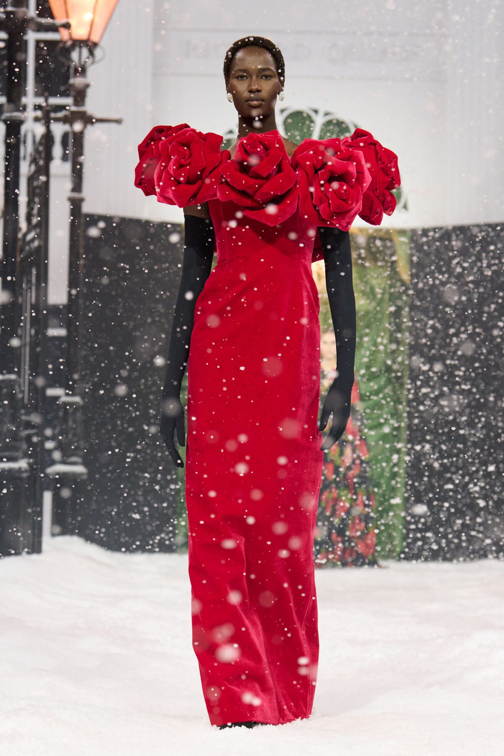 red velvet sleeveless gown