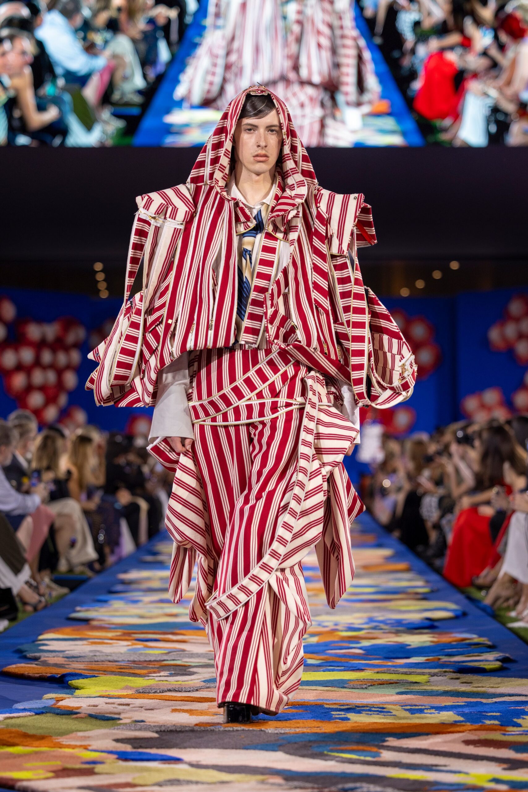 red and white striped maxi dress
