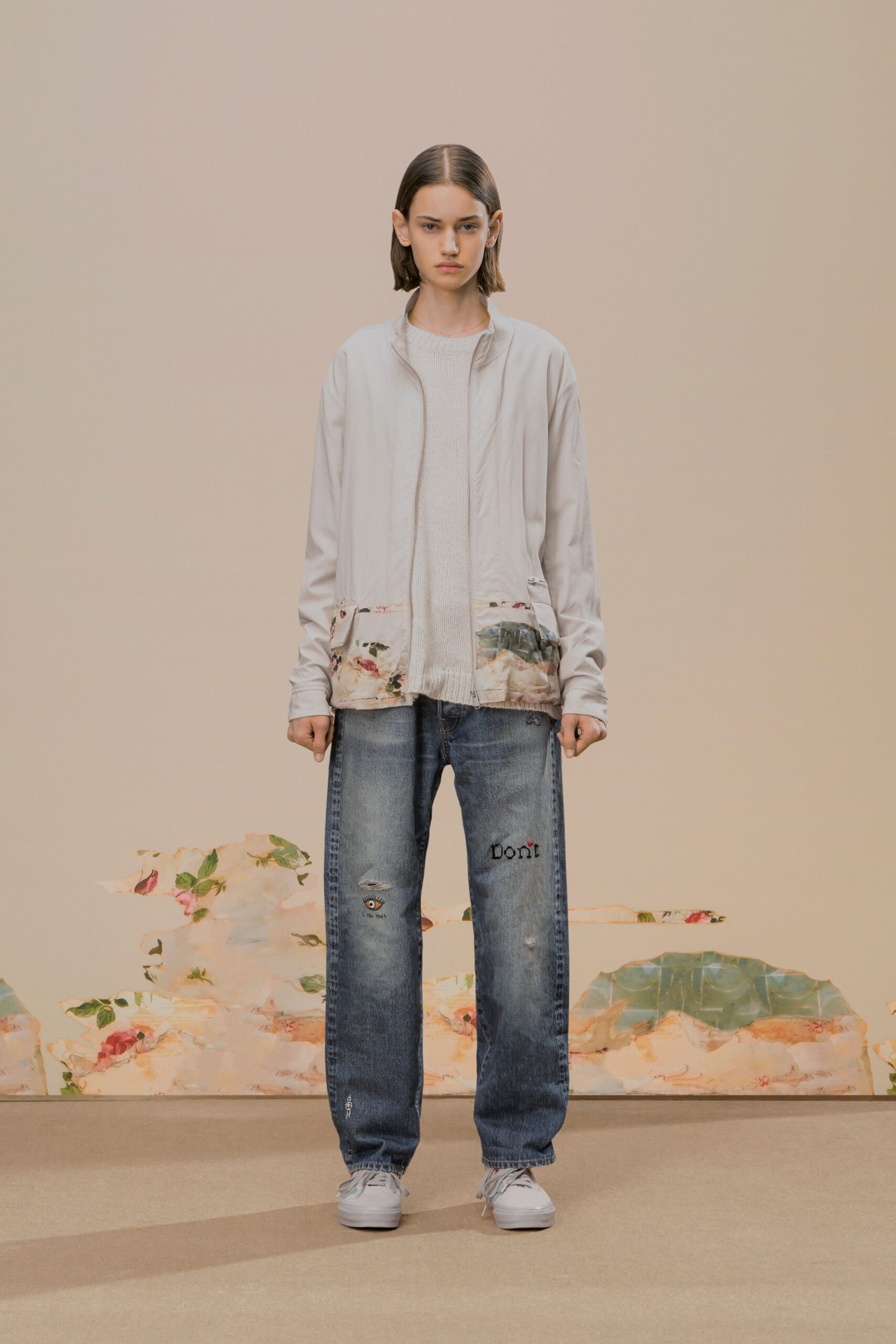 blue denim relaxed distressed jeans