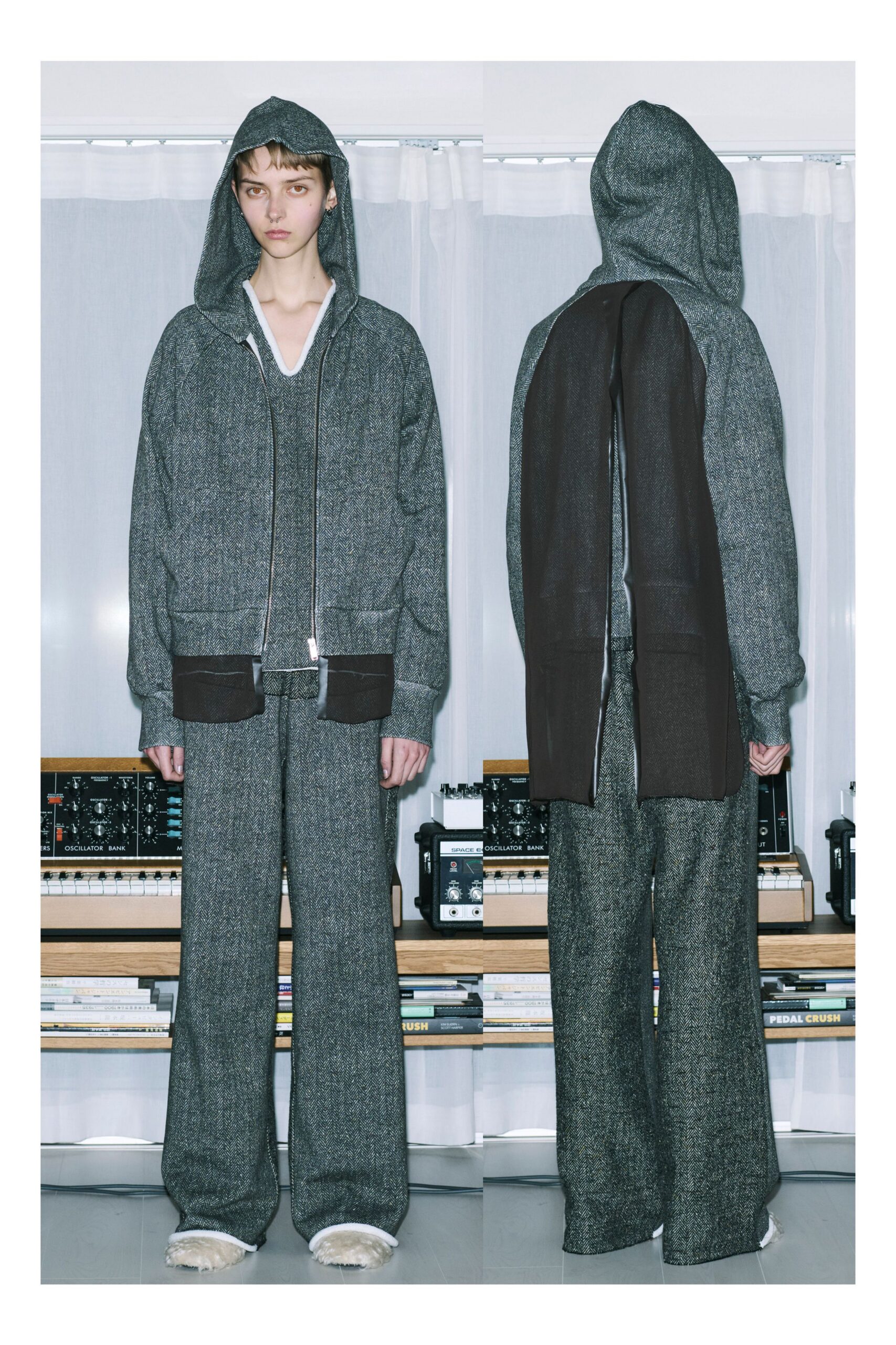 gray wool relaxed jacket and pants
