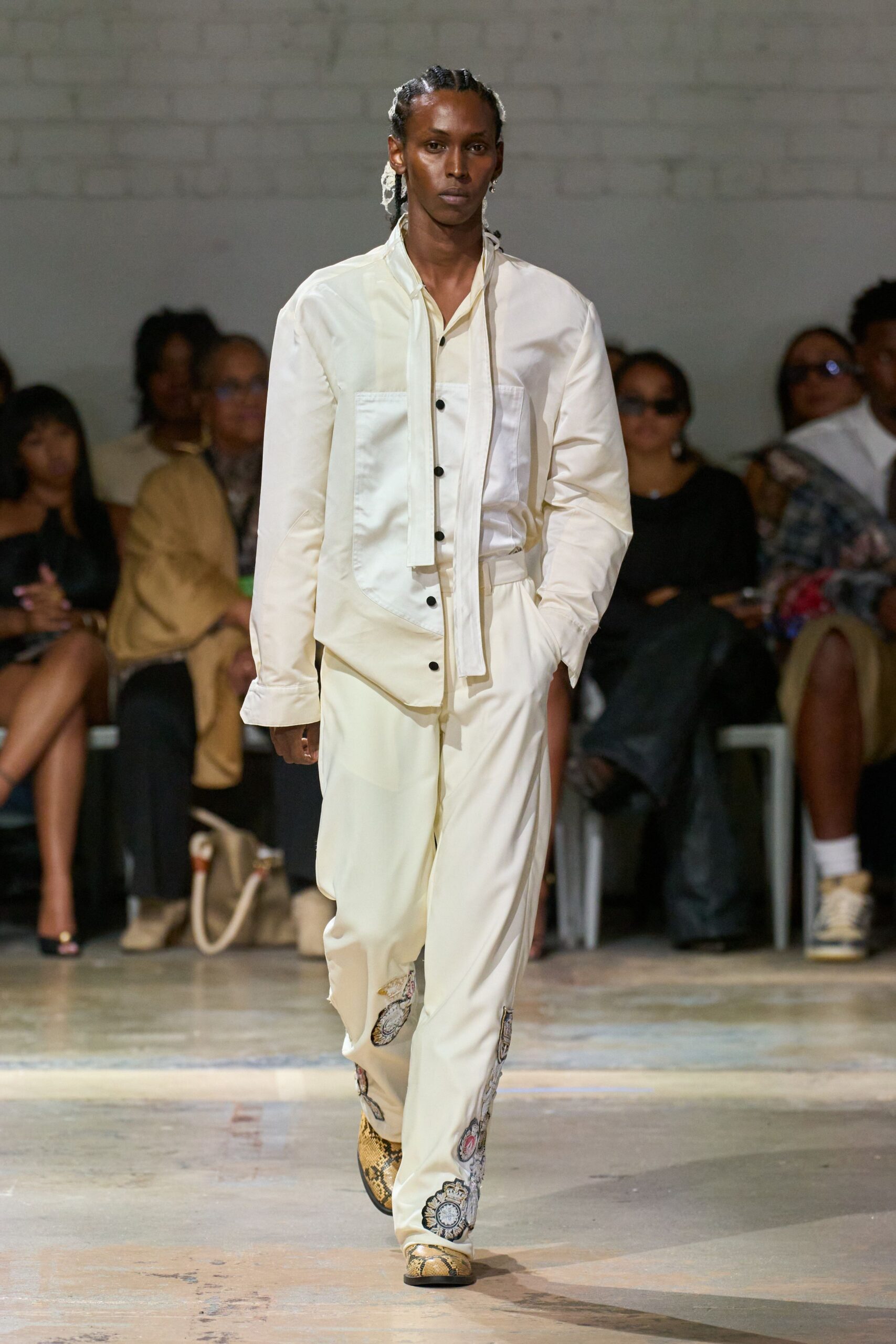 white cotton relaxed embroidered pants