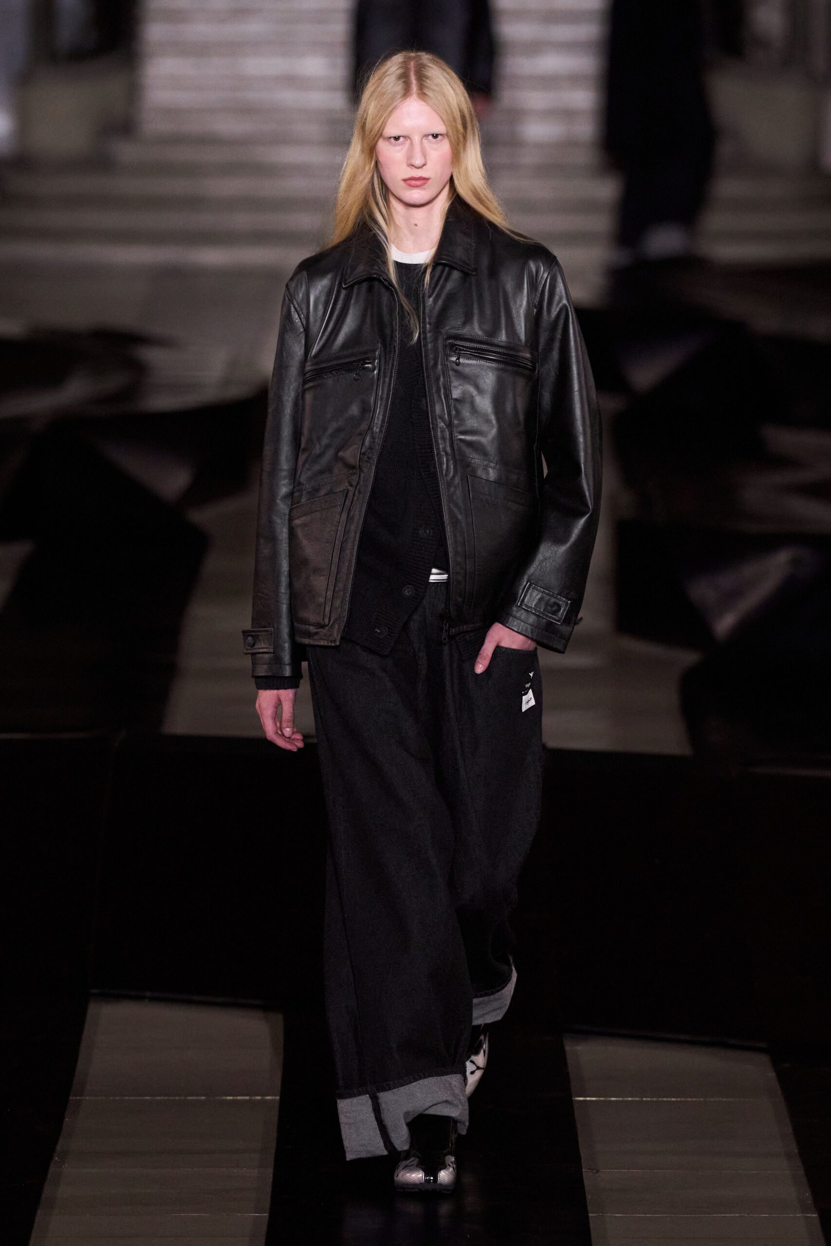 black leather jacket and pants