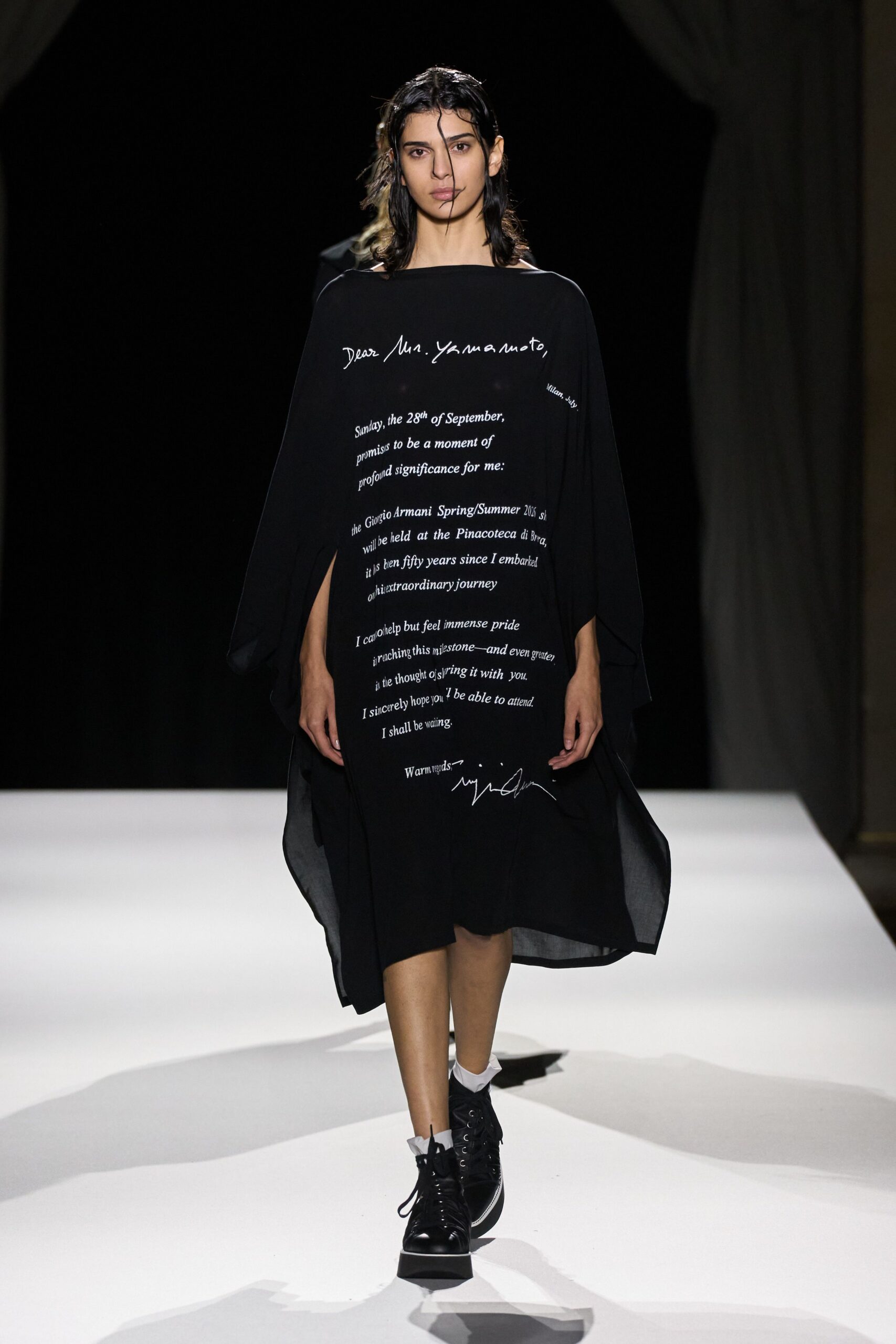 black midi dress with printed details