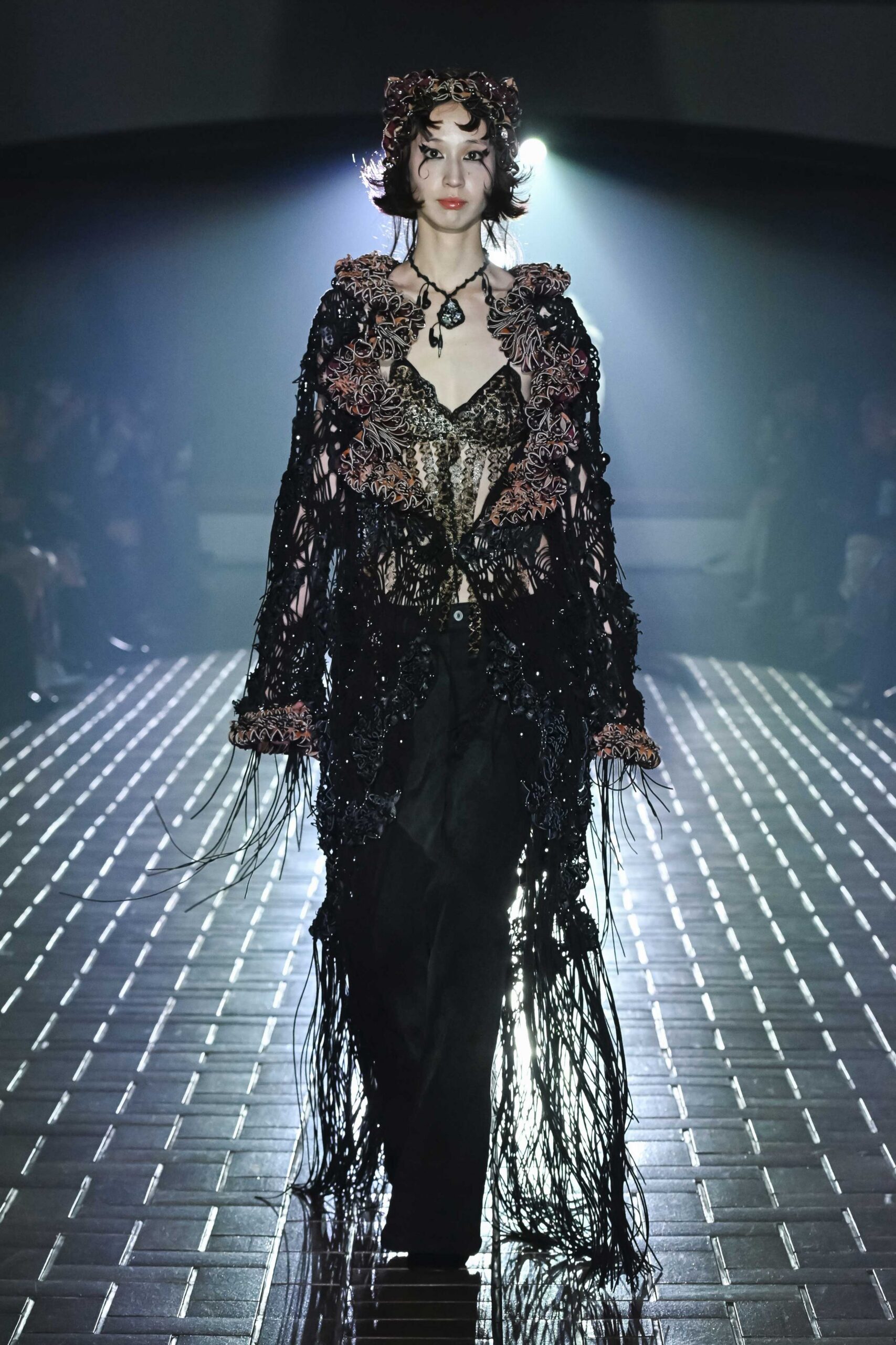 black embroidered maxi gown with pants