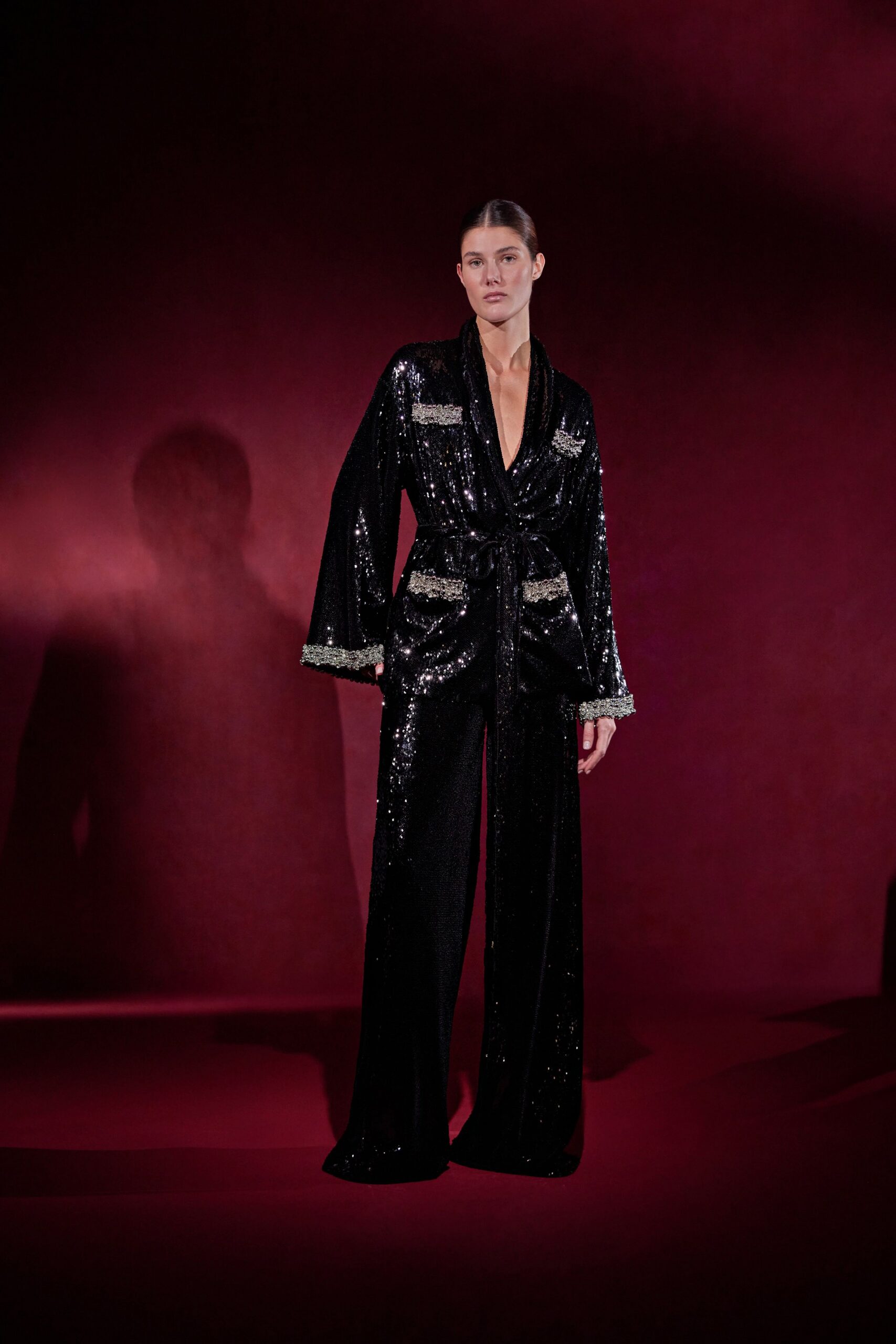 black velvet sequined jumpsuit