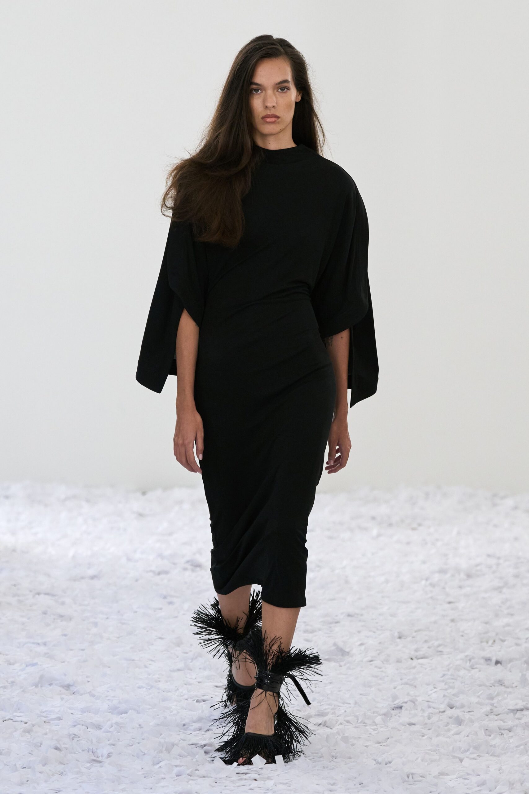 black leather fringed shoes
