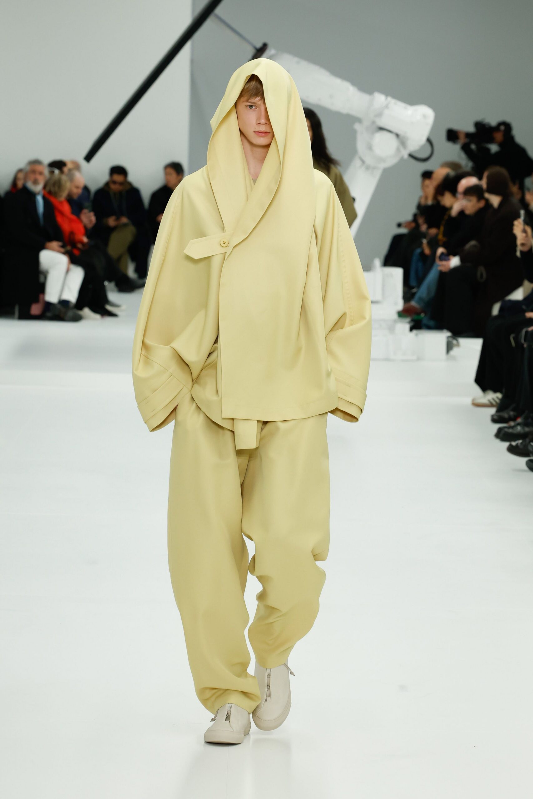 yellow cotton long-sleeve hooded oversized hoodie