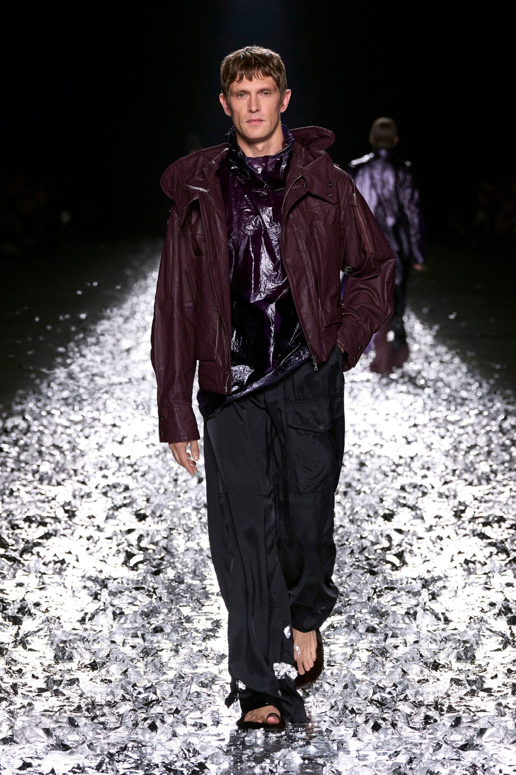 purple vinyl relaxed jacket