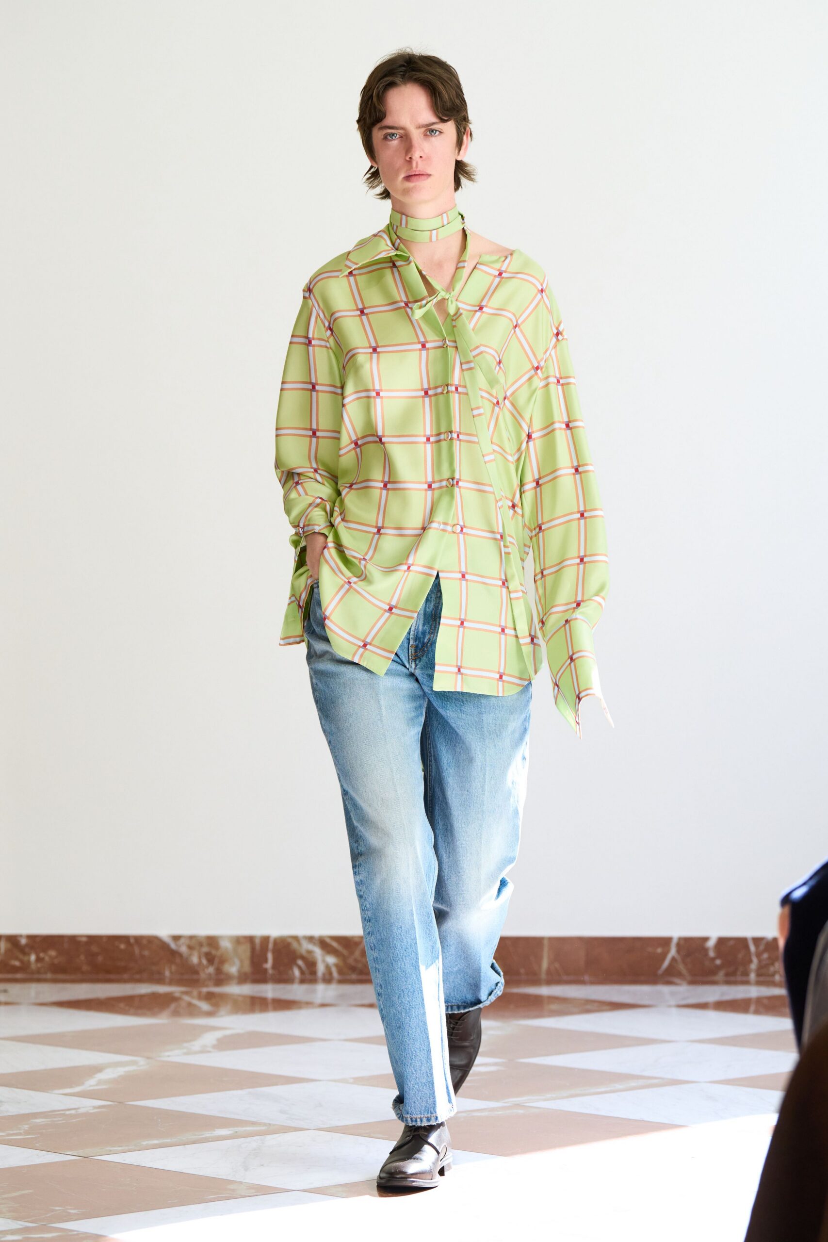 green checked shirt with jeans