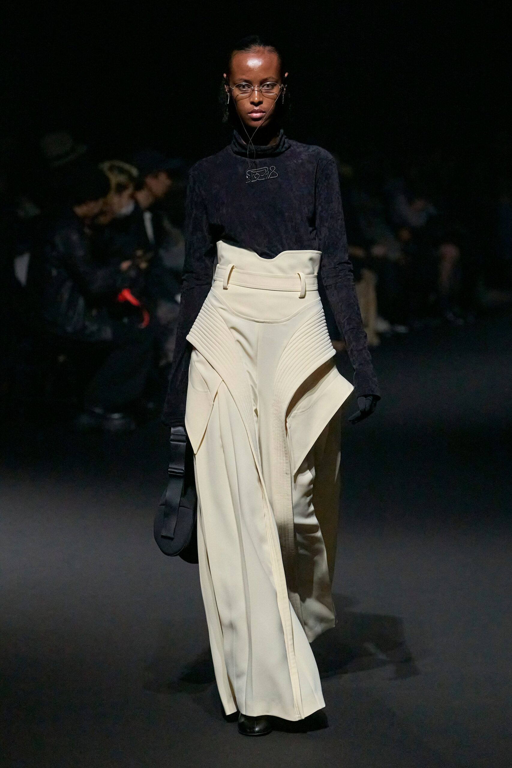 black velvet top white tailored pants