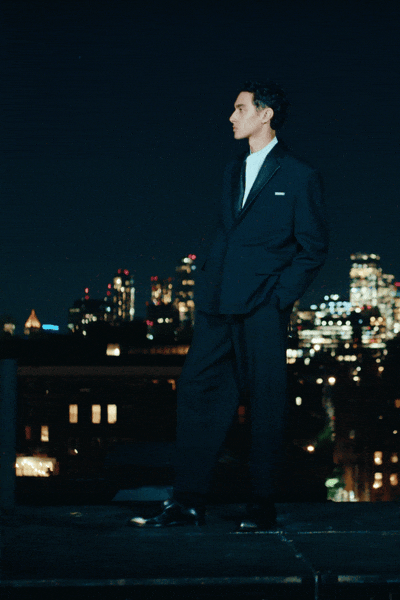 black wool long-sleeve collared tailored buttoned suit