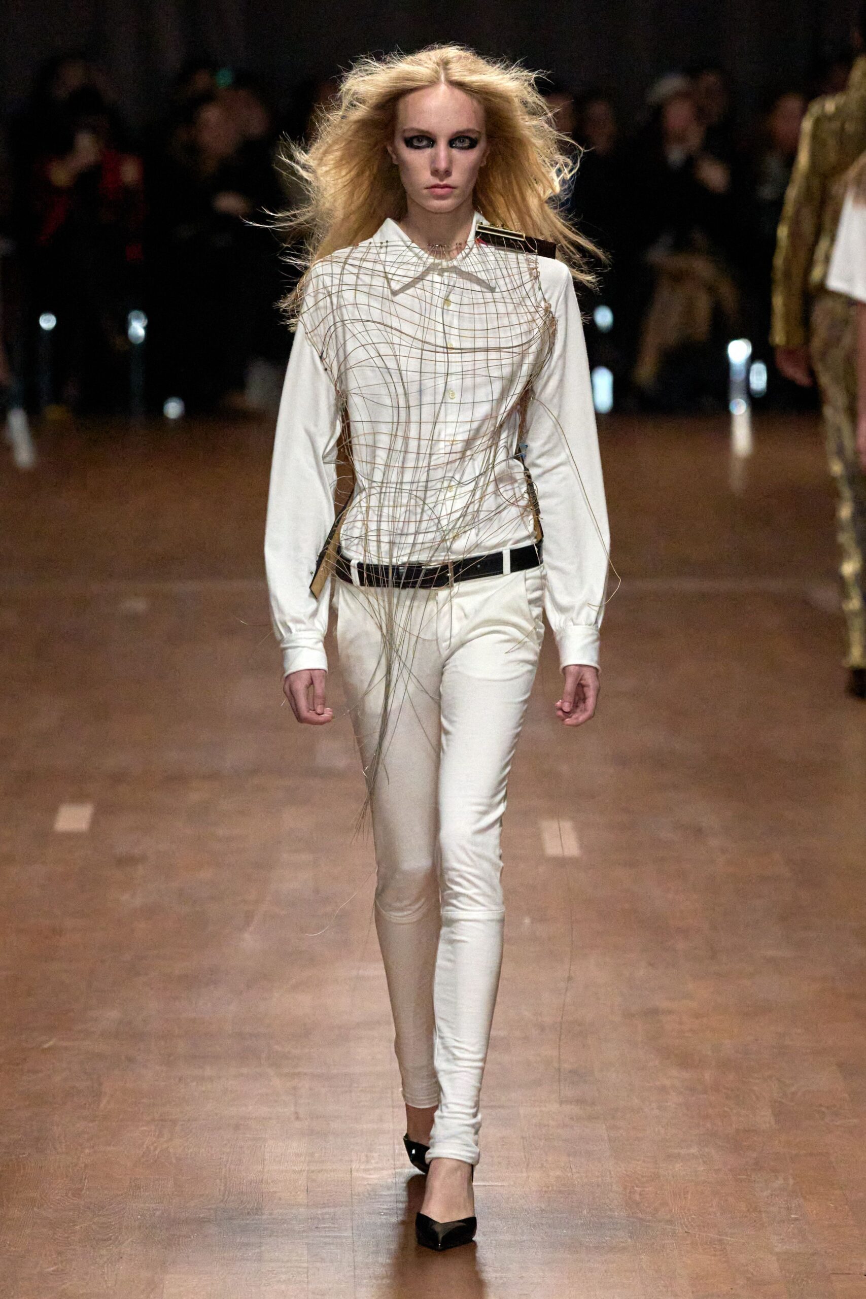 white fitted shirt and pants