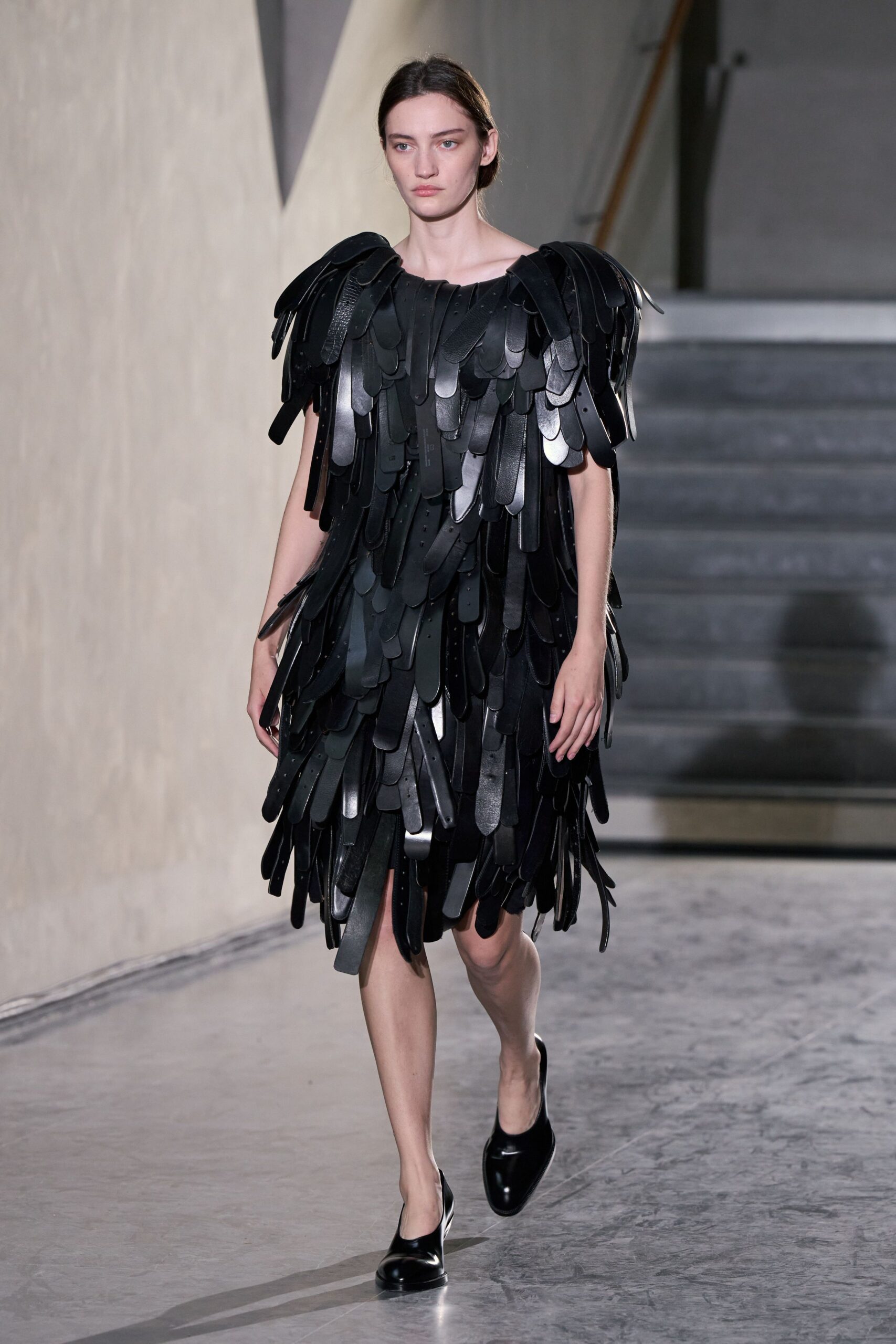 black fringed leather dress