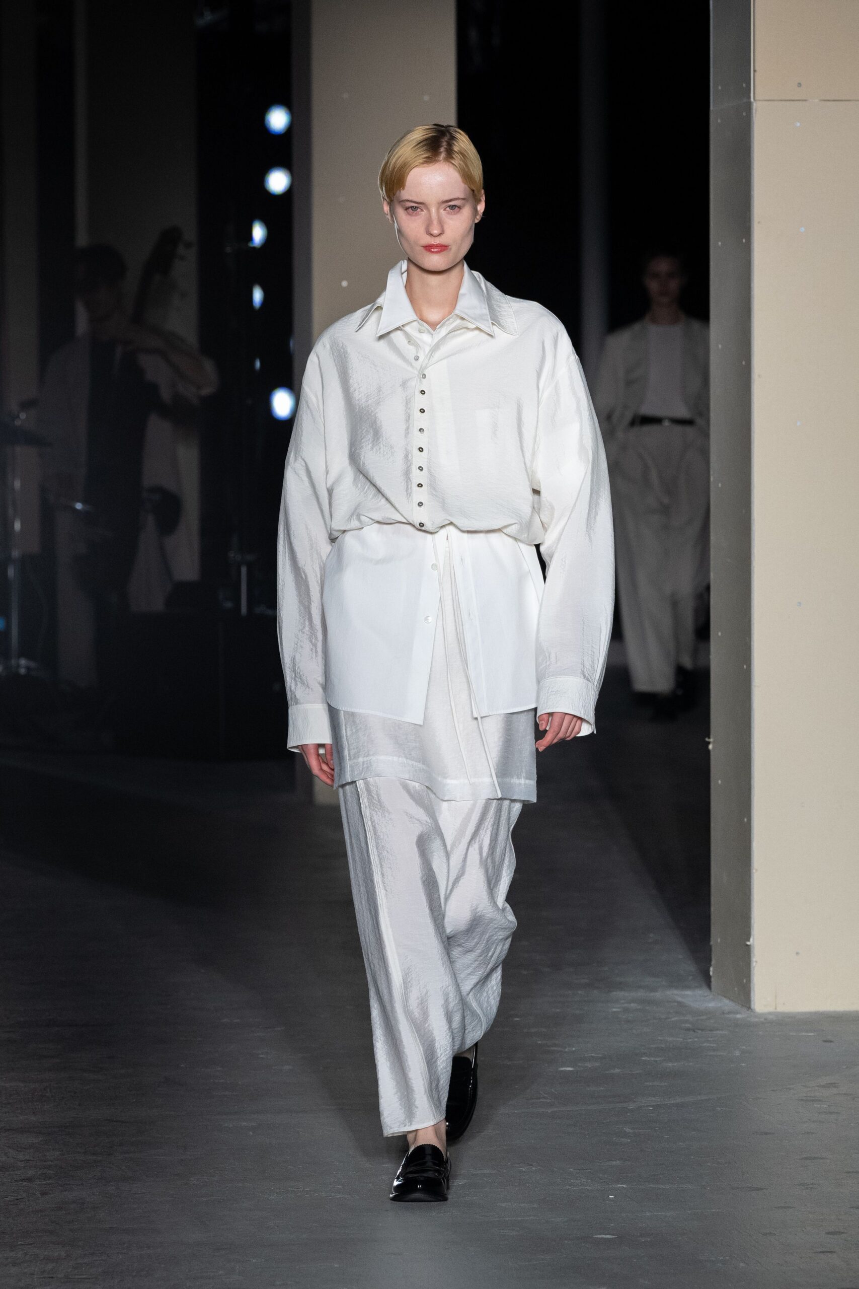 white relaxed shirt and pants