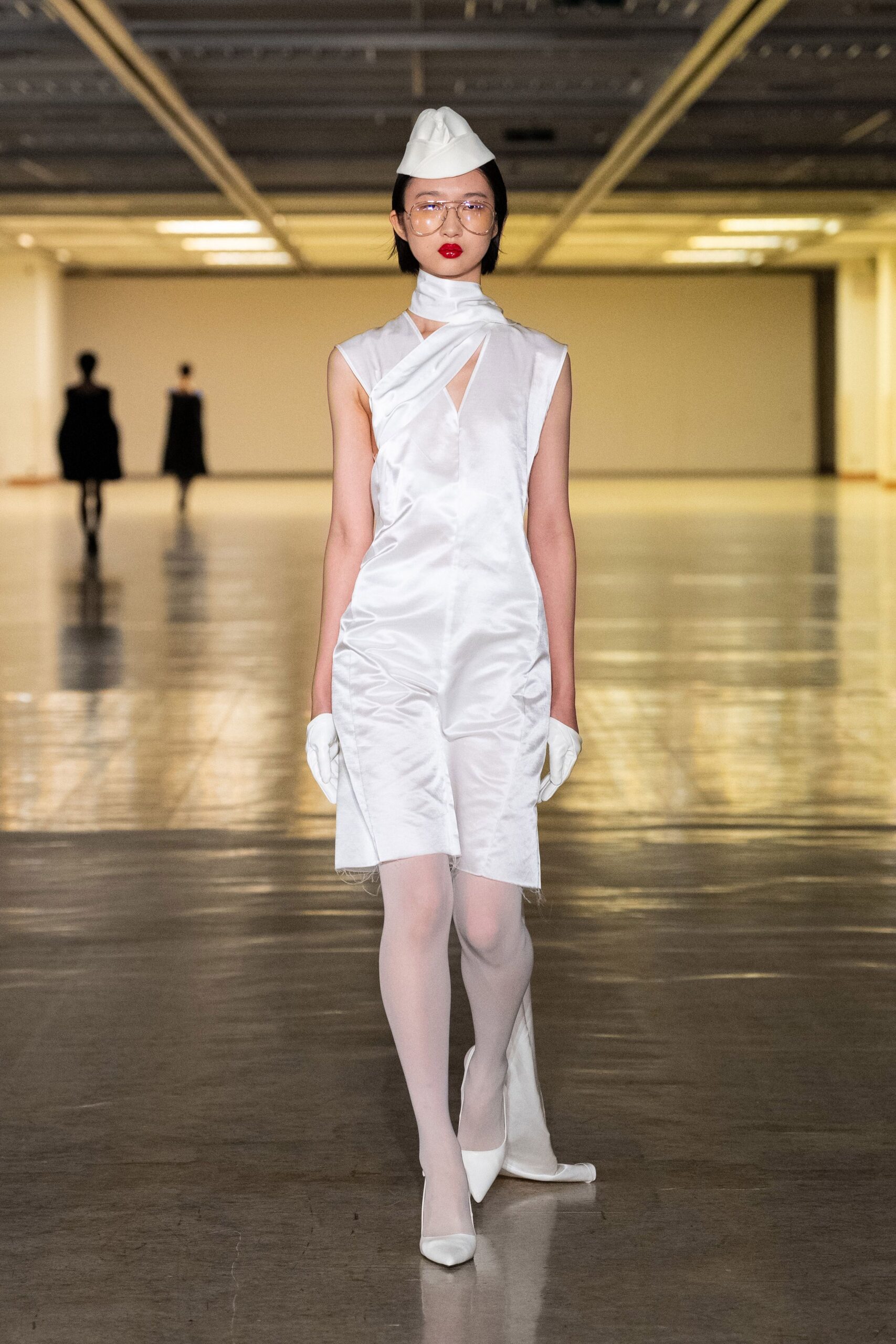 white silk gloves