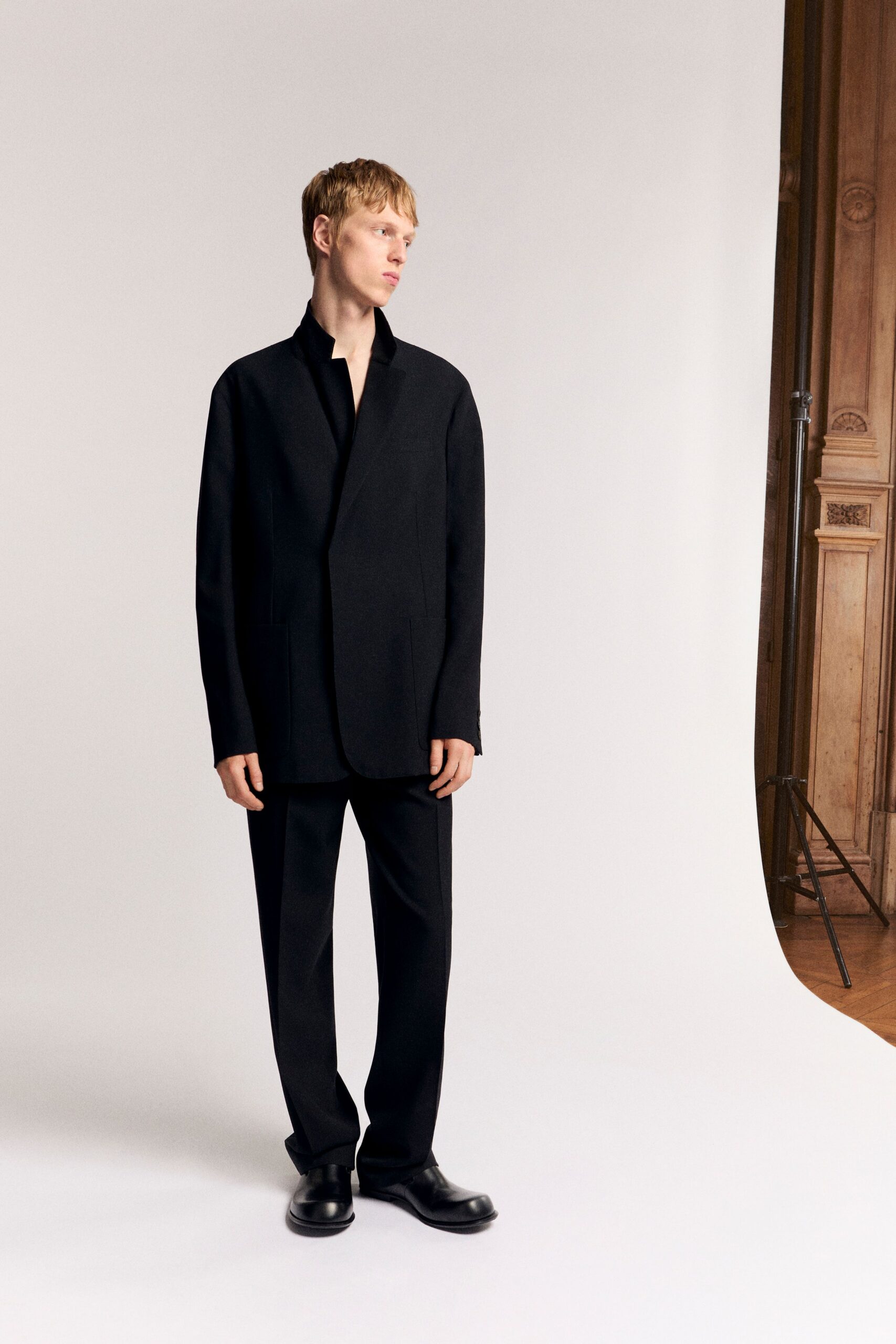 black wool blazer and pants
