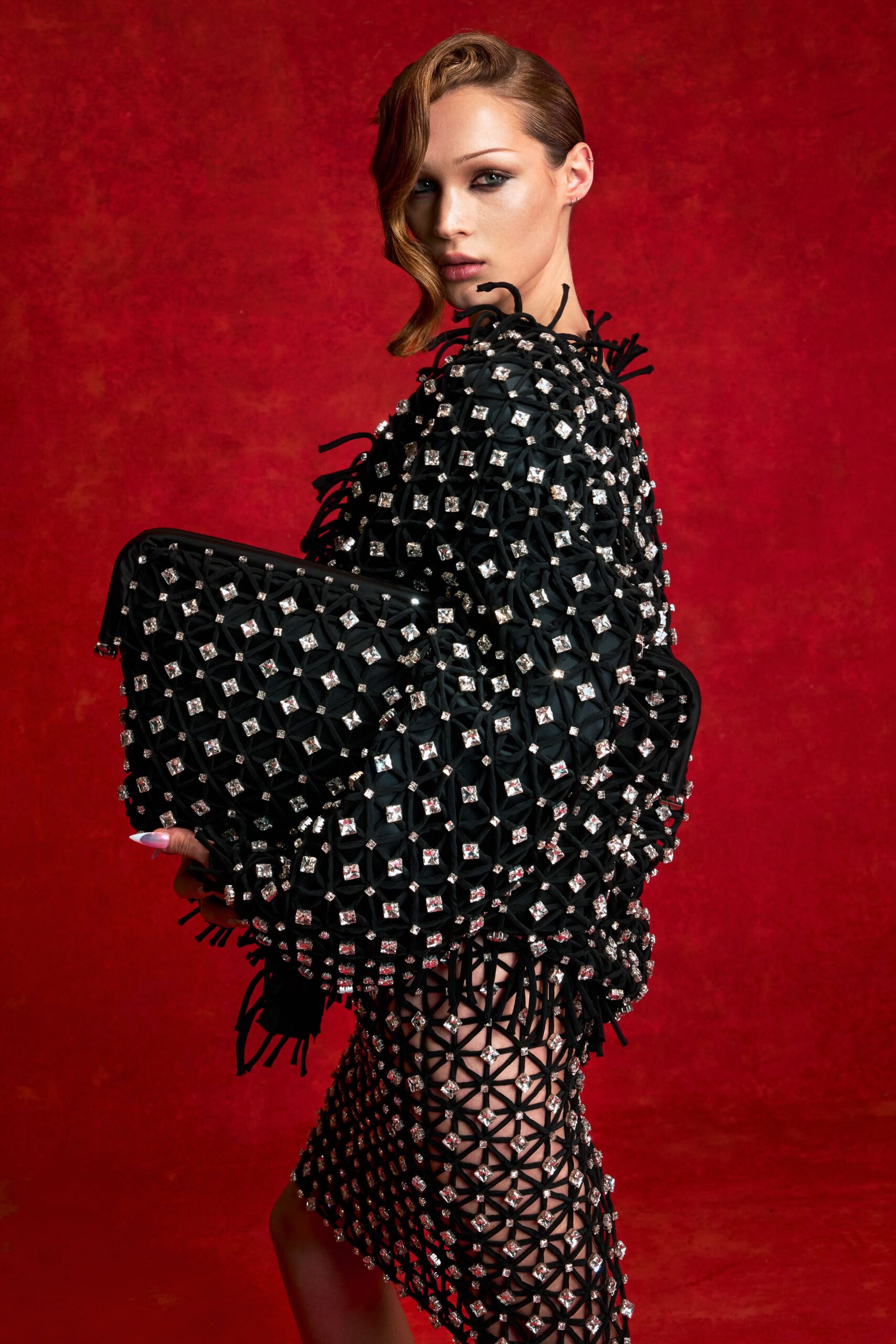 black fringed midi dress