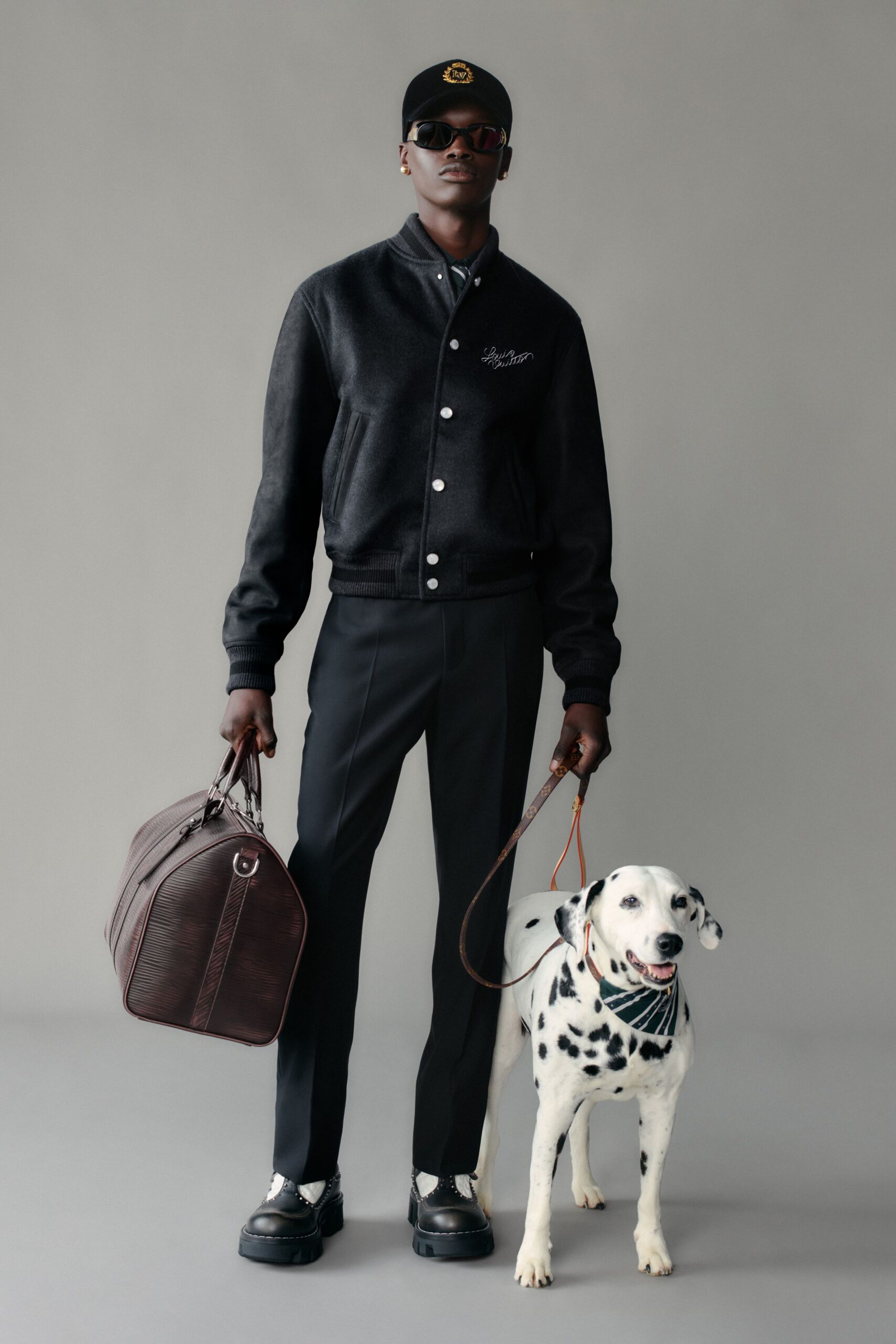 black fitted jacket with tailored pants