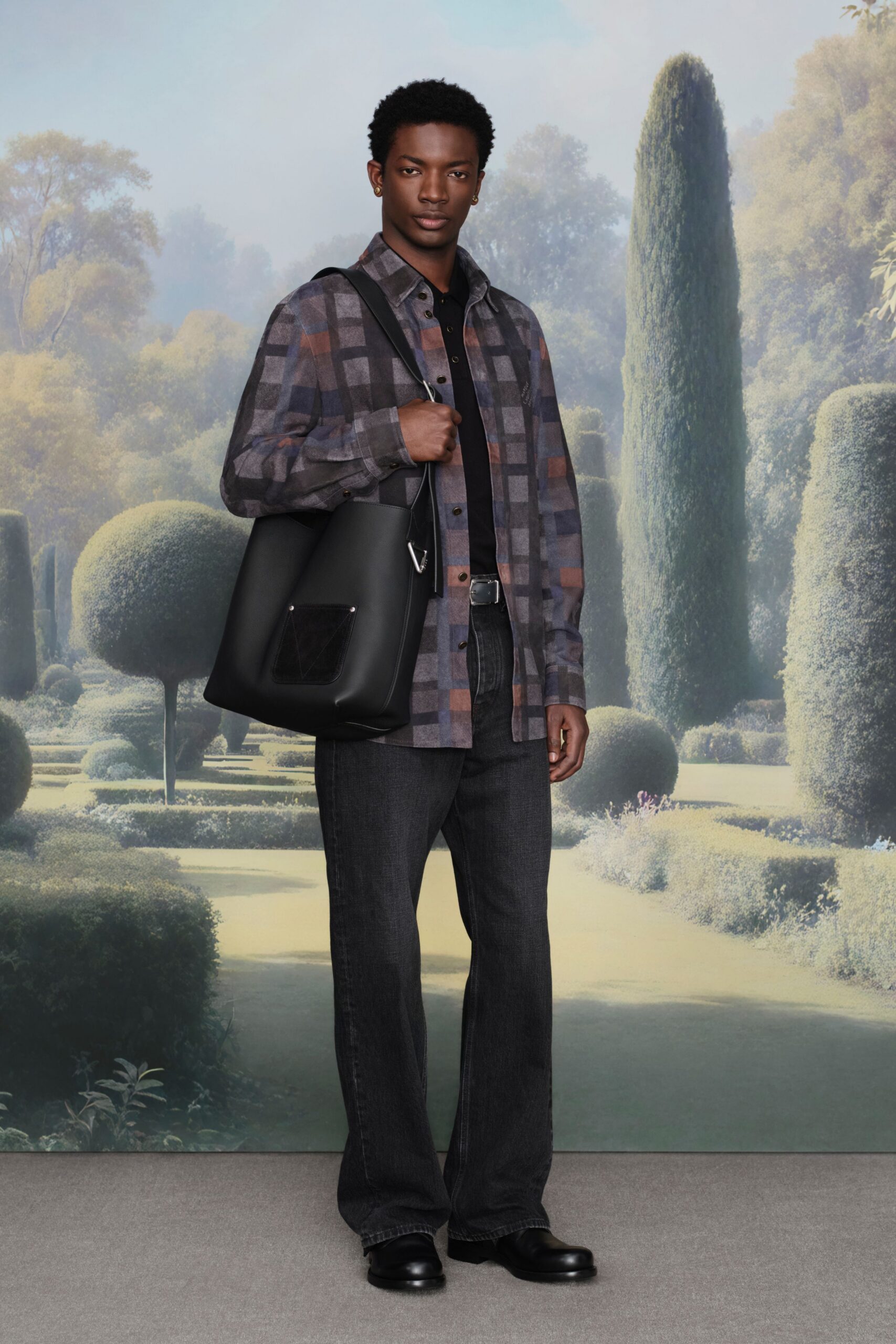 relaxed fit checked shirt with denim pants
