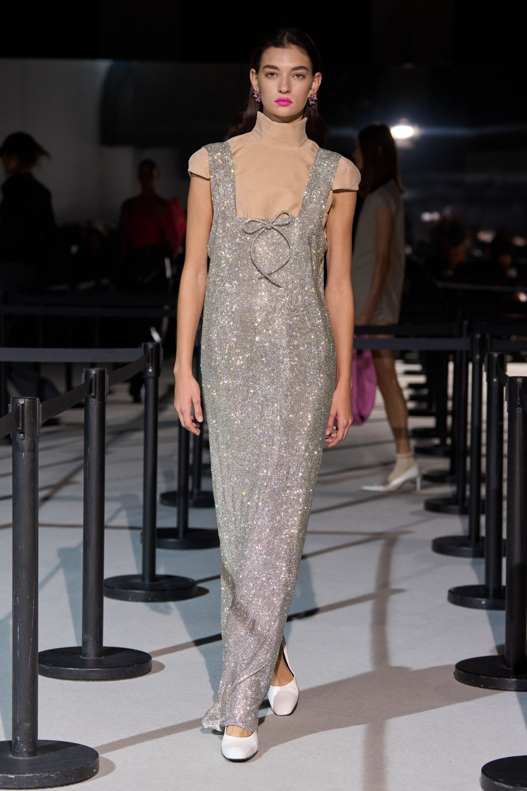 silver sequined maxi dress