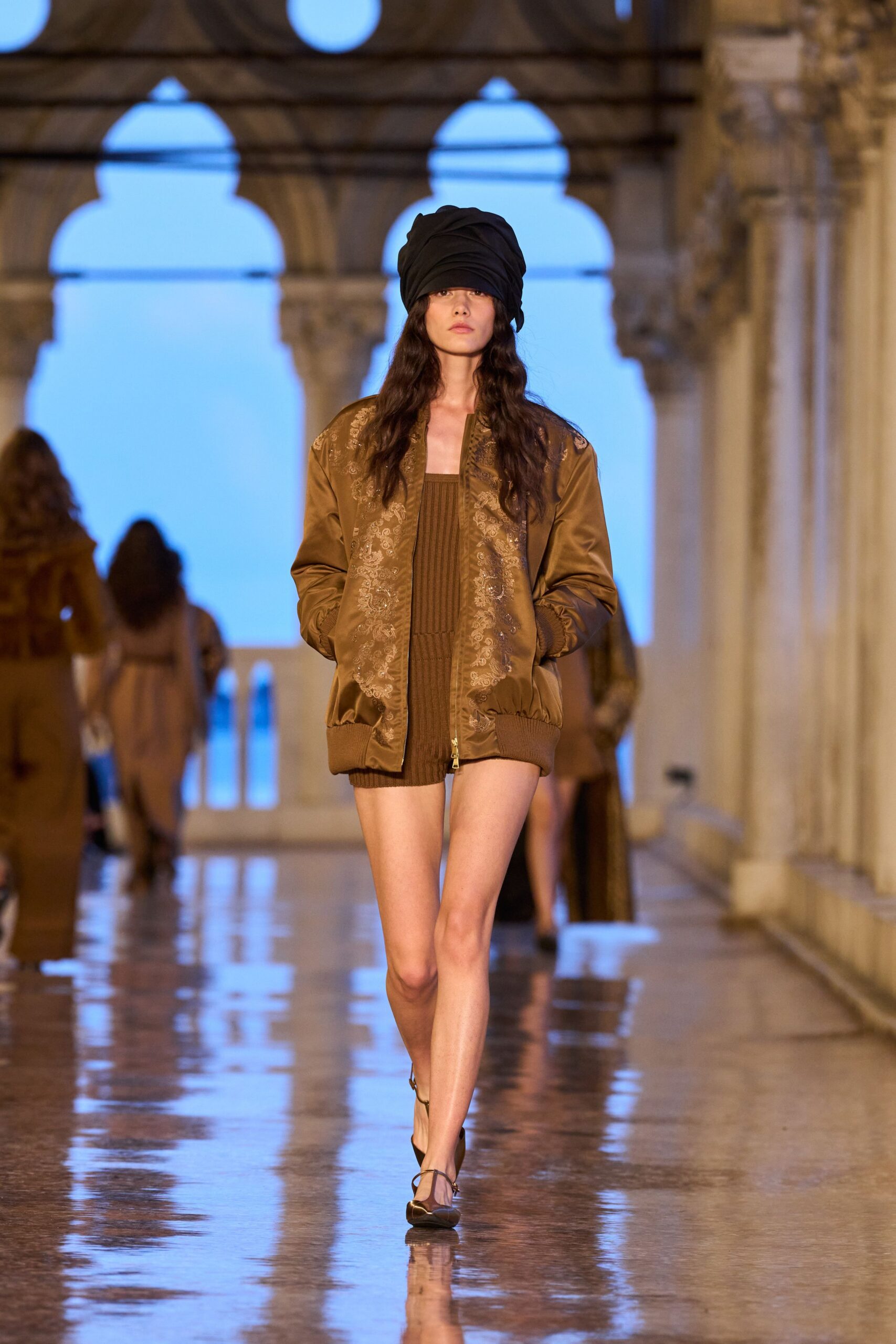 brown satin jacket mini dress