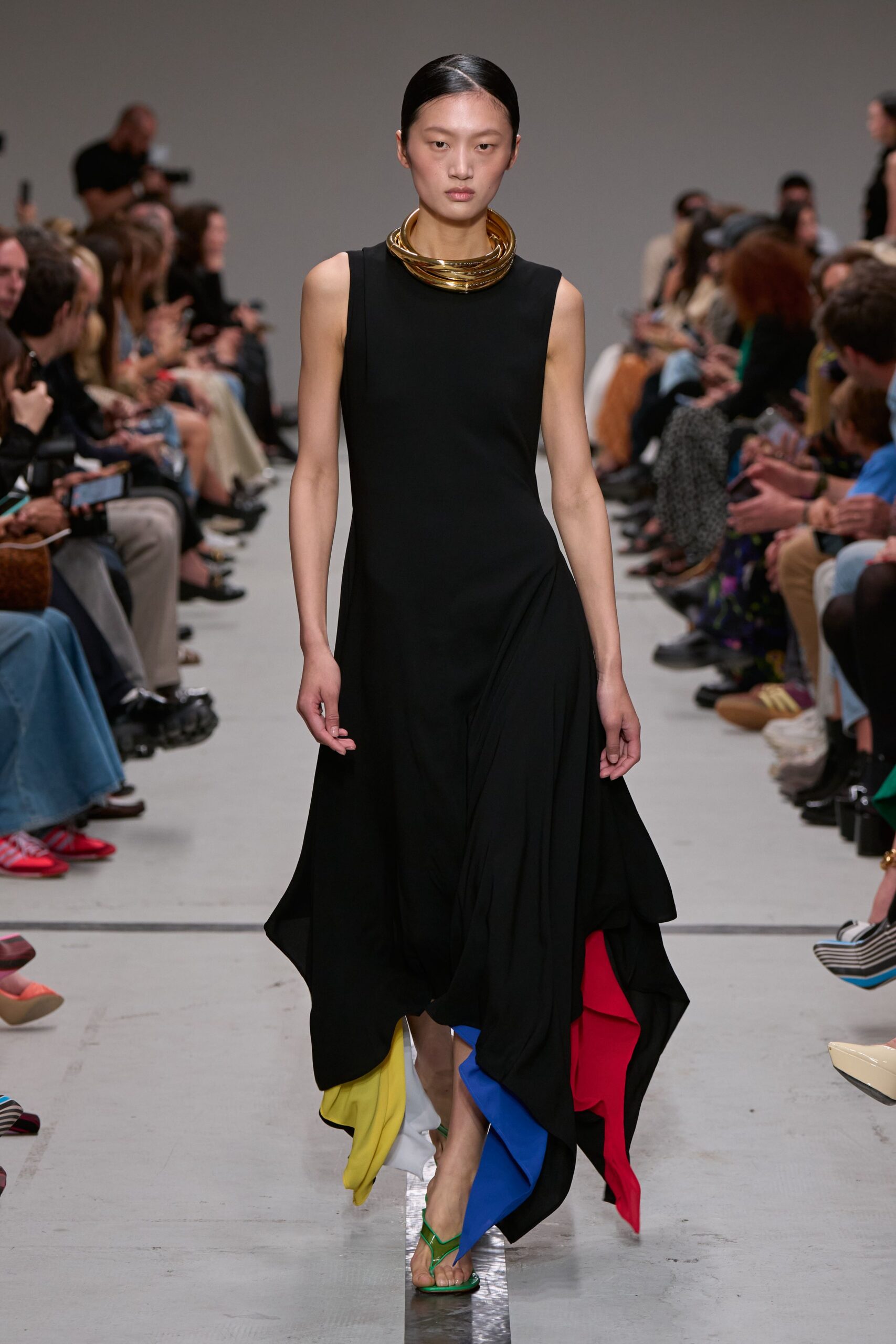 black asymmetric layered dress